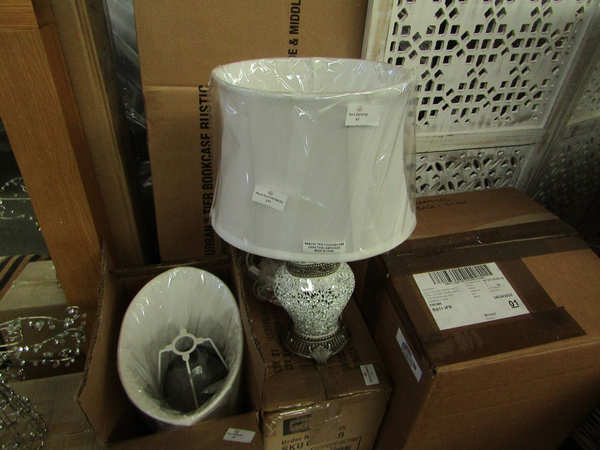 | 1X | MOOT GROUP TABLE LAMP WITH SHATTERED DESIGNED BASE | NO MAJOR DAMAGE | RRP - |