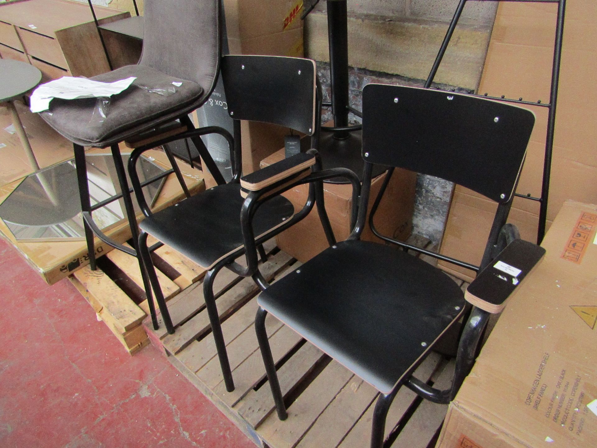 1x Set of 2 La Redoute Dining Chairs | Black | Good Condition, maybe a few marks so viewing is