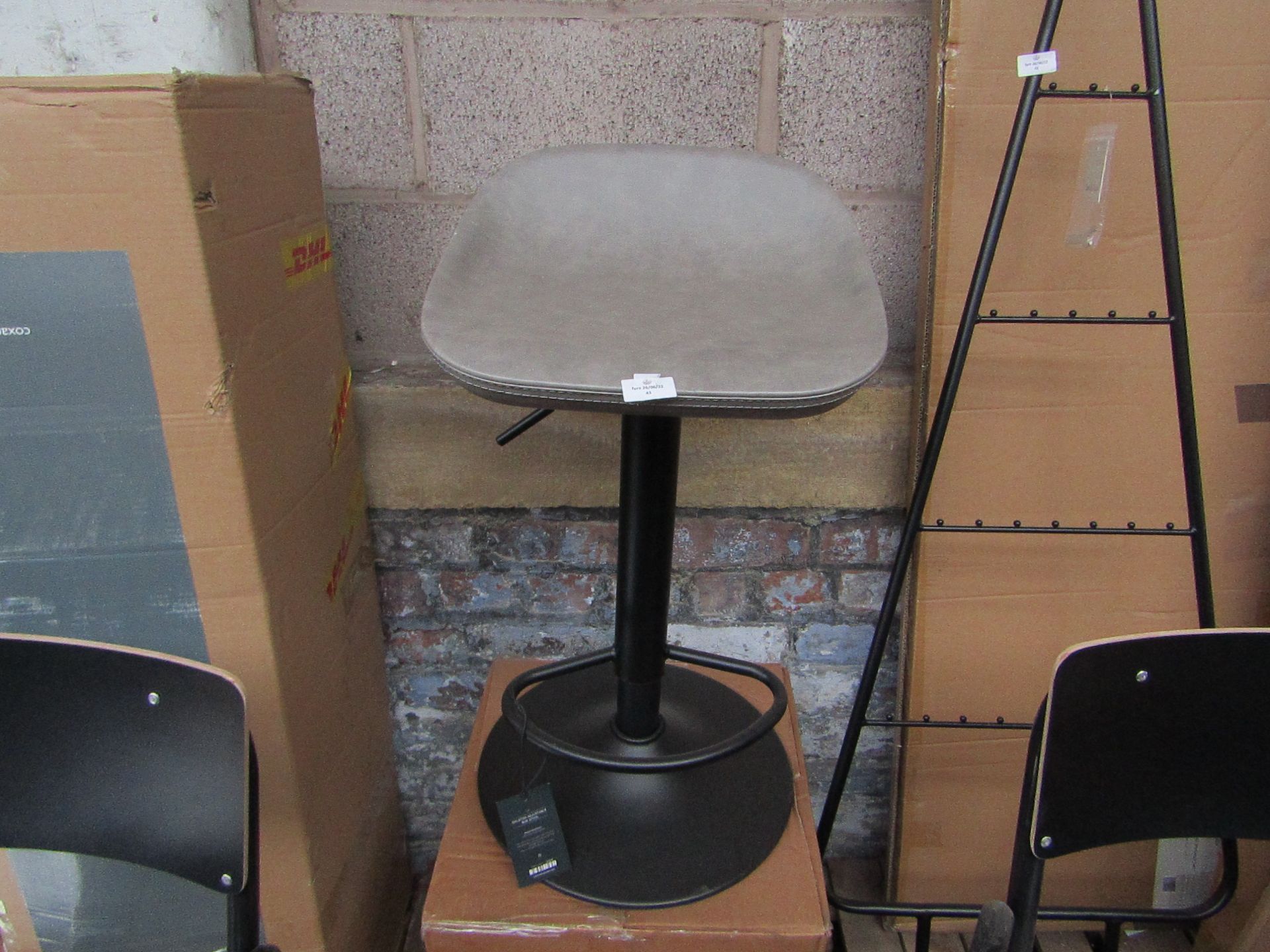 1x Cox & Cox Faux Leather Counter Stool | Grey | Good condition & Unboxed - RRP £150