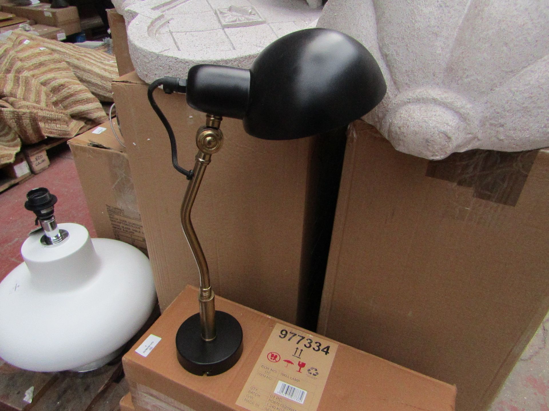 1x Cox & Cox Wall Lamp - Black & Brass - Unchecked & Boxed - RRP £150