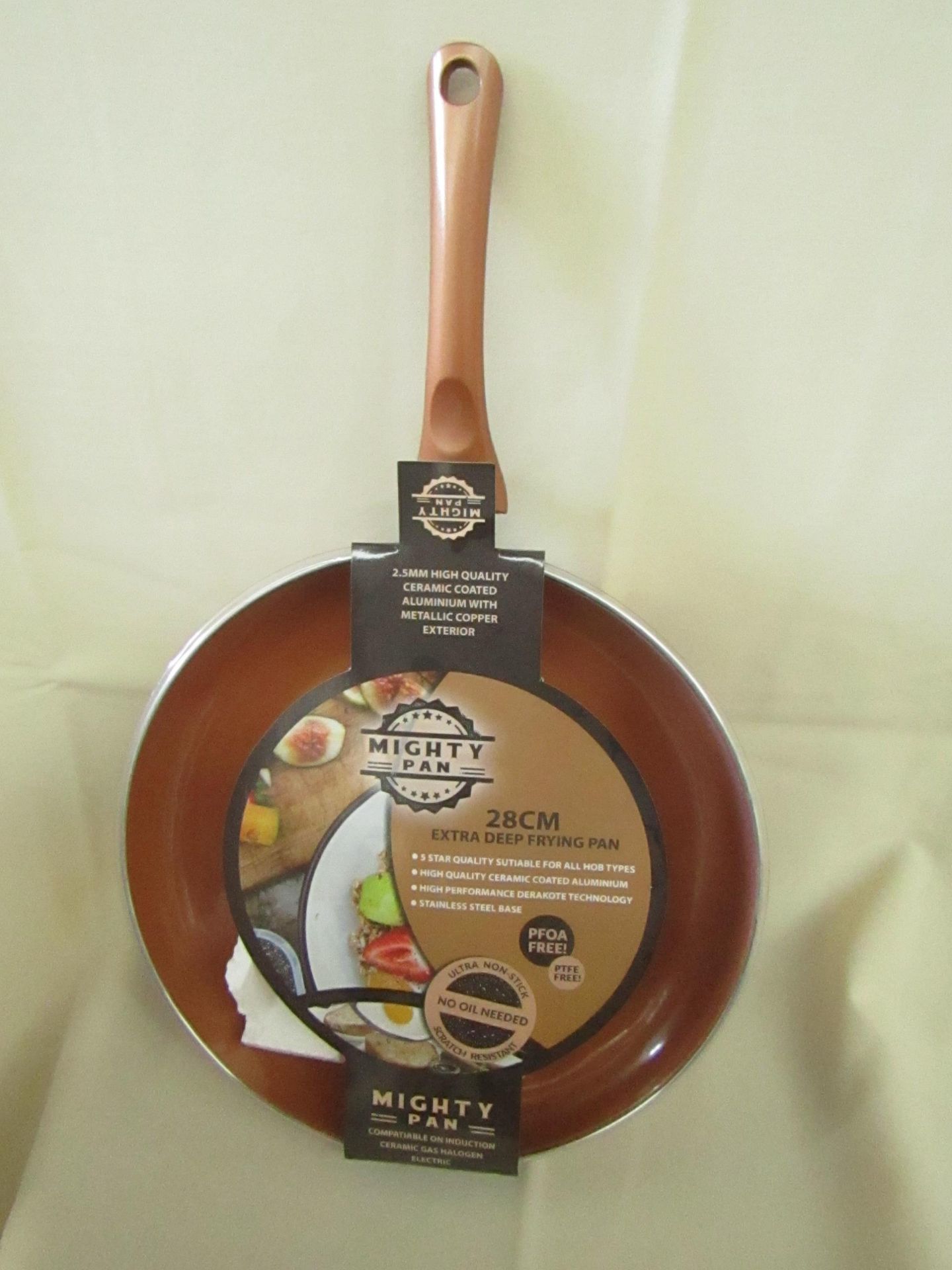 Mighty Pan - Extra Deep Non-Stick Scratch Resistant - Copper ( 28cm ) Frying Pan - New & Boxed.