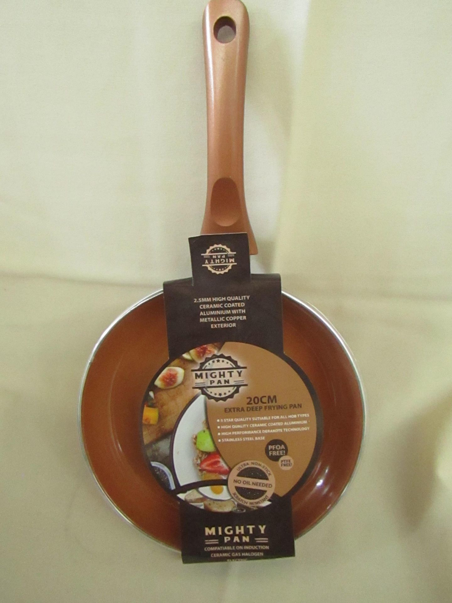 Mighty Pan - Extra Deep Non-Stick Scratch Resistant - Copper ( 20cm ) Frying Pan - New & Boxed.