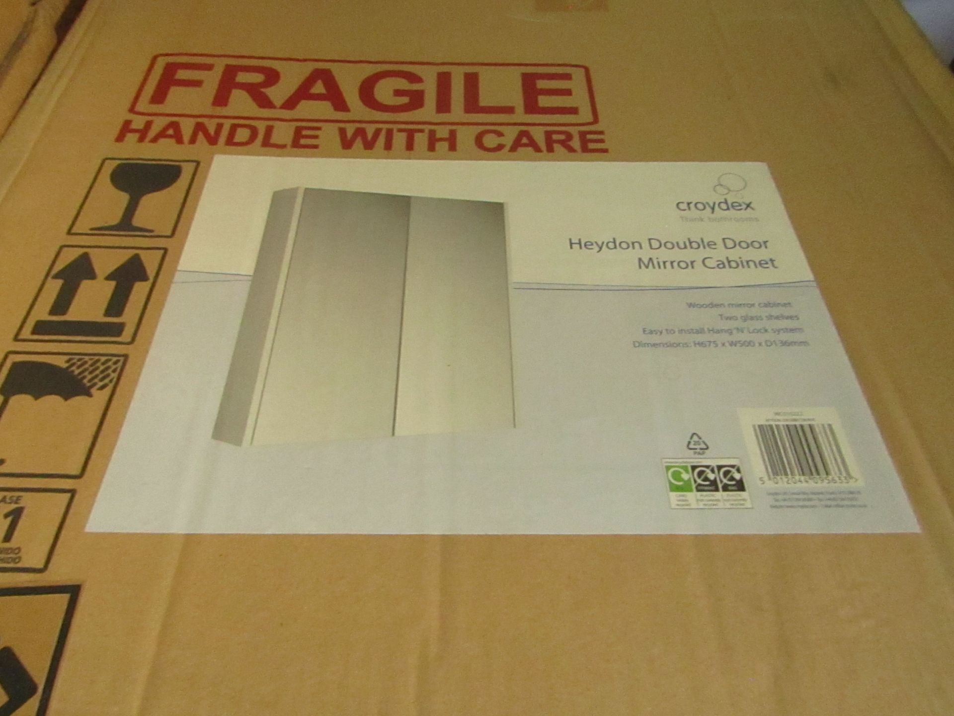 Croydex - Heydon Double Door Mirror Cabinet ( H675 x W500 x D136 mm ) - Boxed.