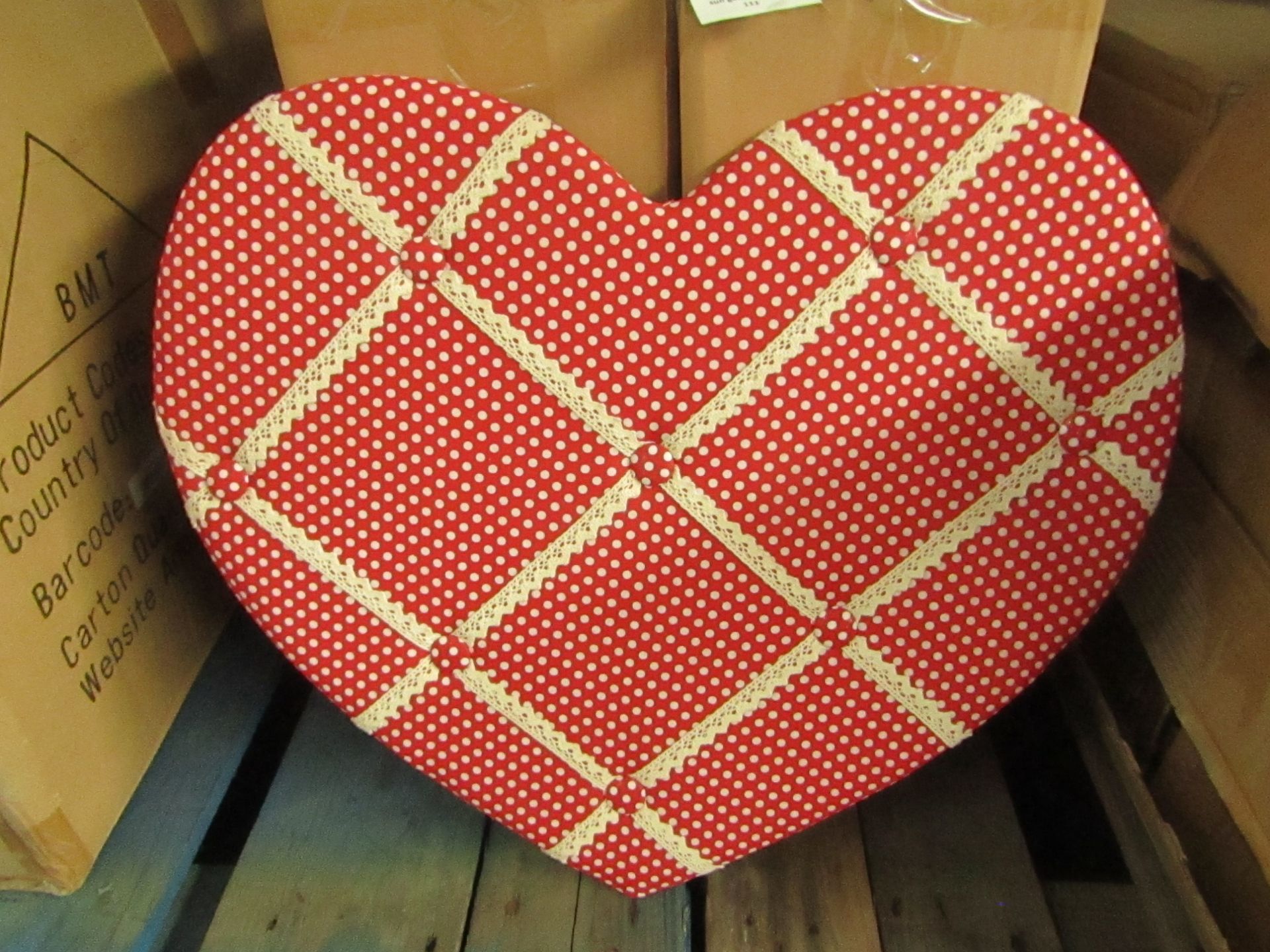 2x Quilted Heart-Shaped Red Memo Board - Unused & Boxed.