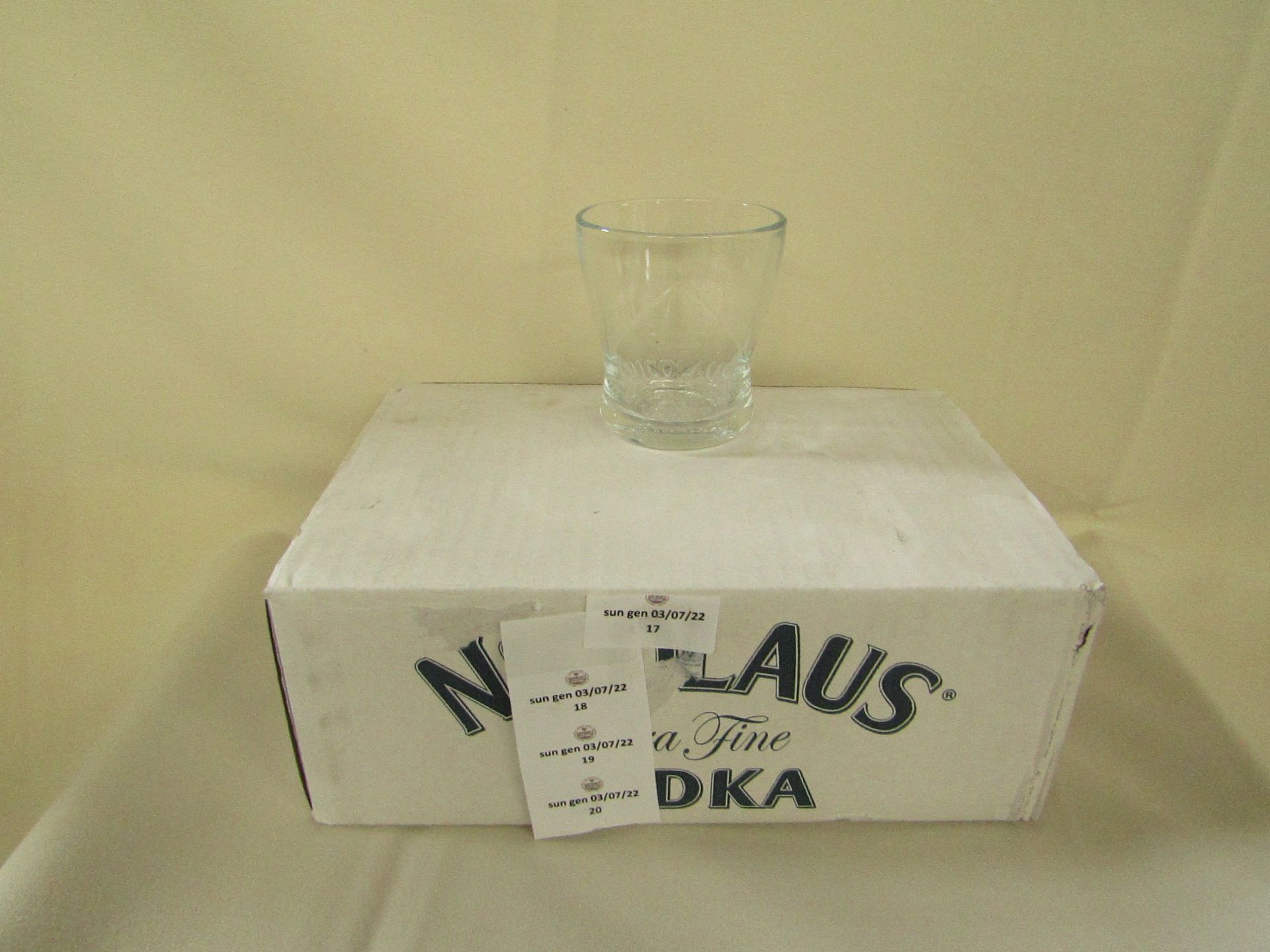 4x Nicolaus Vodka - Set of 6 Glass Tumblers - Unused & Boxed.