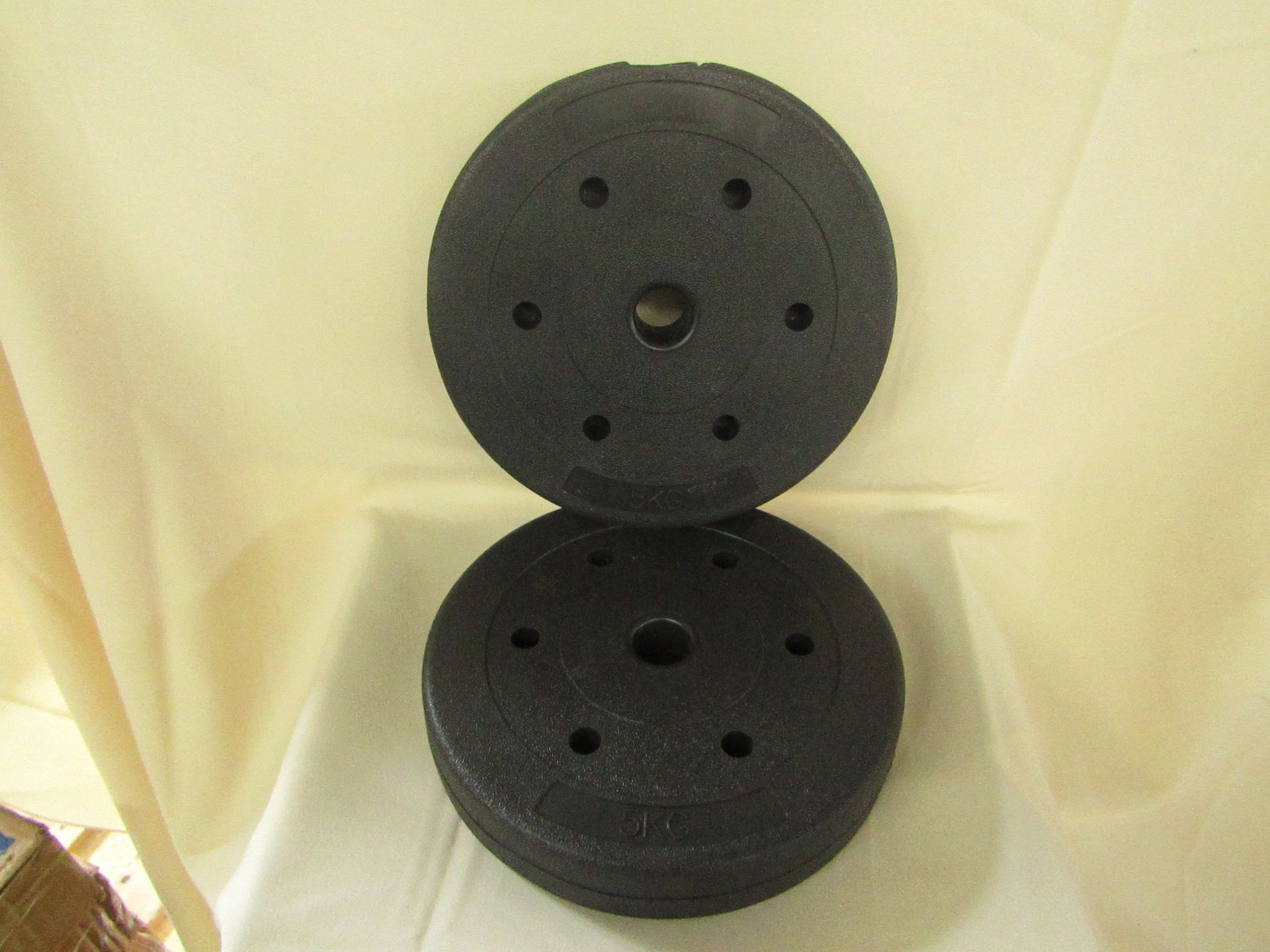 1x Set Of 2 5KG Weights - No Handles Or Accessories Present - New & Boxed.