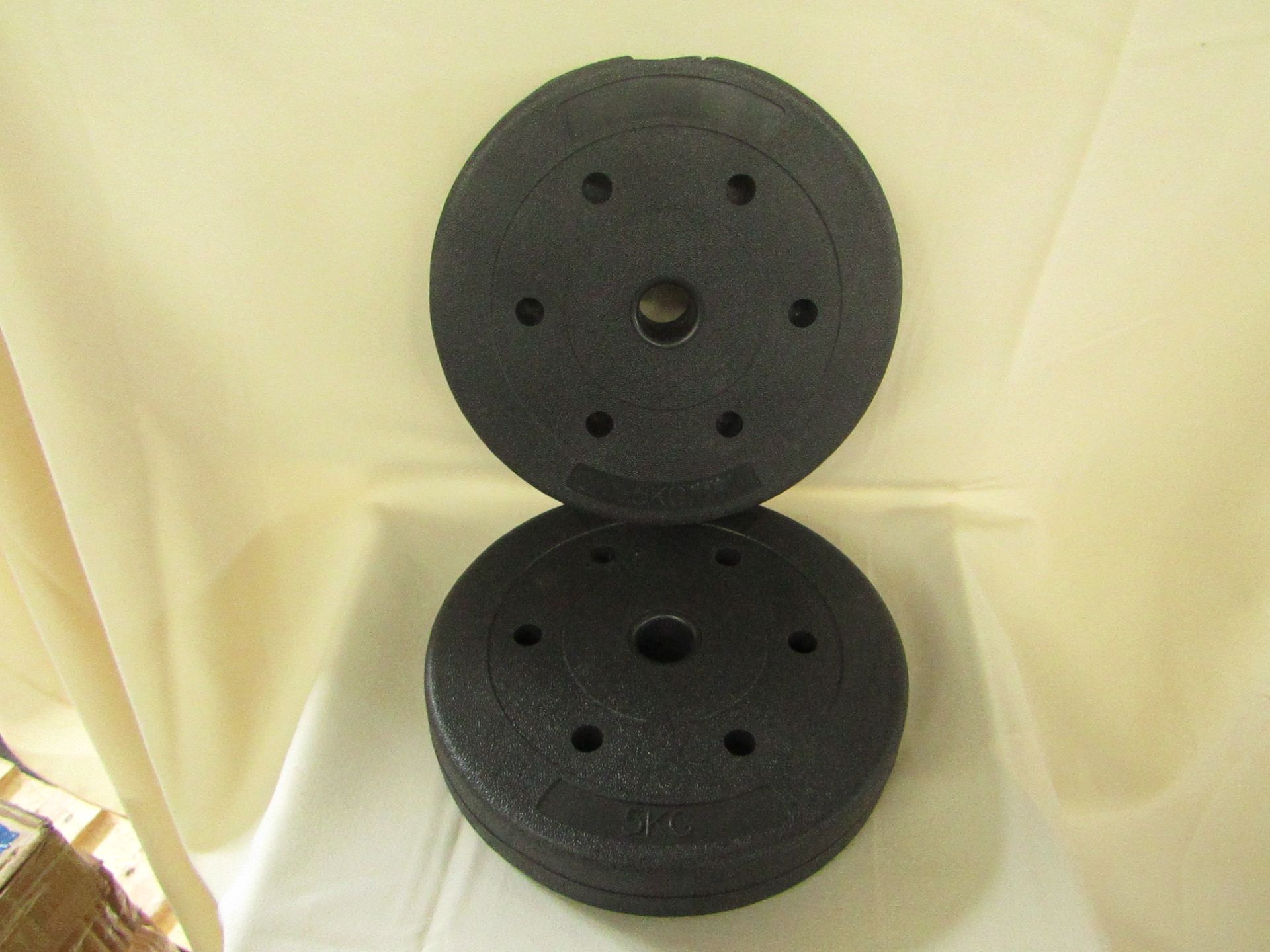 1x Set Of 2 5KG Weights - No Handles Or Accessories Present - New & Boxed.