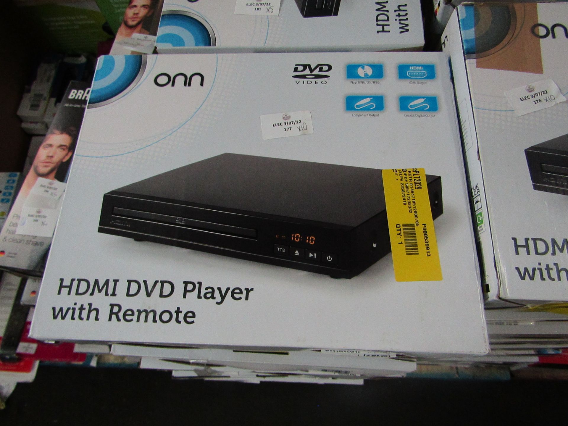 | 10X | ONN DVD PLAYERS BOXED AND UNCHECKED RETURN | LOAD REF ASF-DIR-031 | RRP ?- |please note this