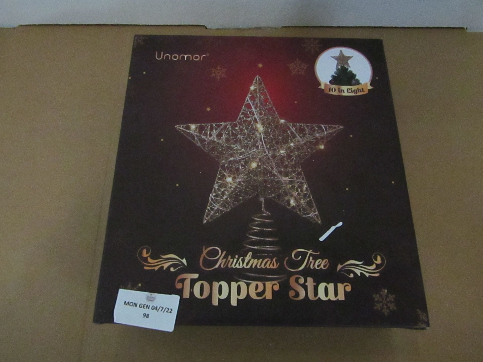 2x Unomor - LED Lit Christmas Tree Topper Star - Unused & Boxed.