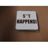 5x Spencer & Fleetwood - " S**T HAPPENS! " Branded Coaster Sets ( 6 Coasters Per Pack ) - New &