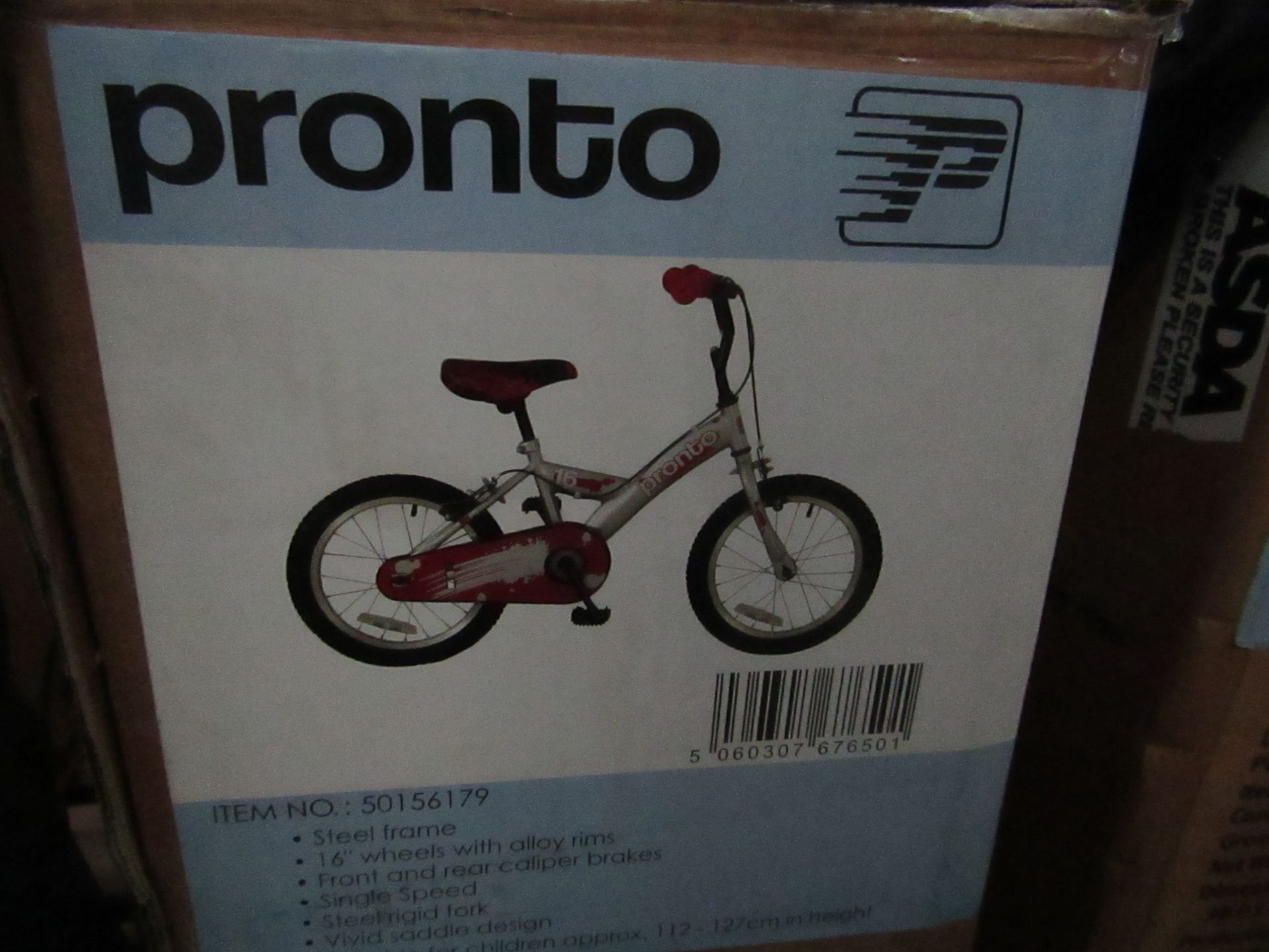 | 1X | PRONTO 16" CHILDRENS BICYCLE | UNCHECKED & BOXED | PALLET REF : ASDA DIR 031 | NO ONLINE