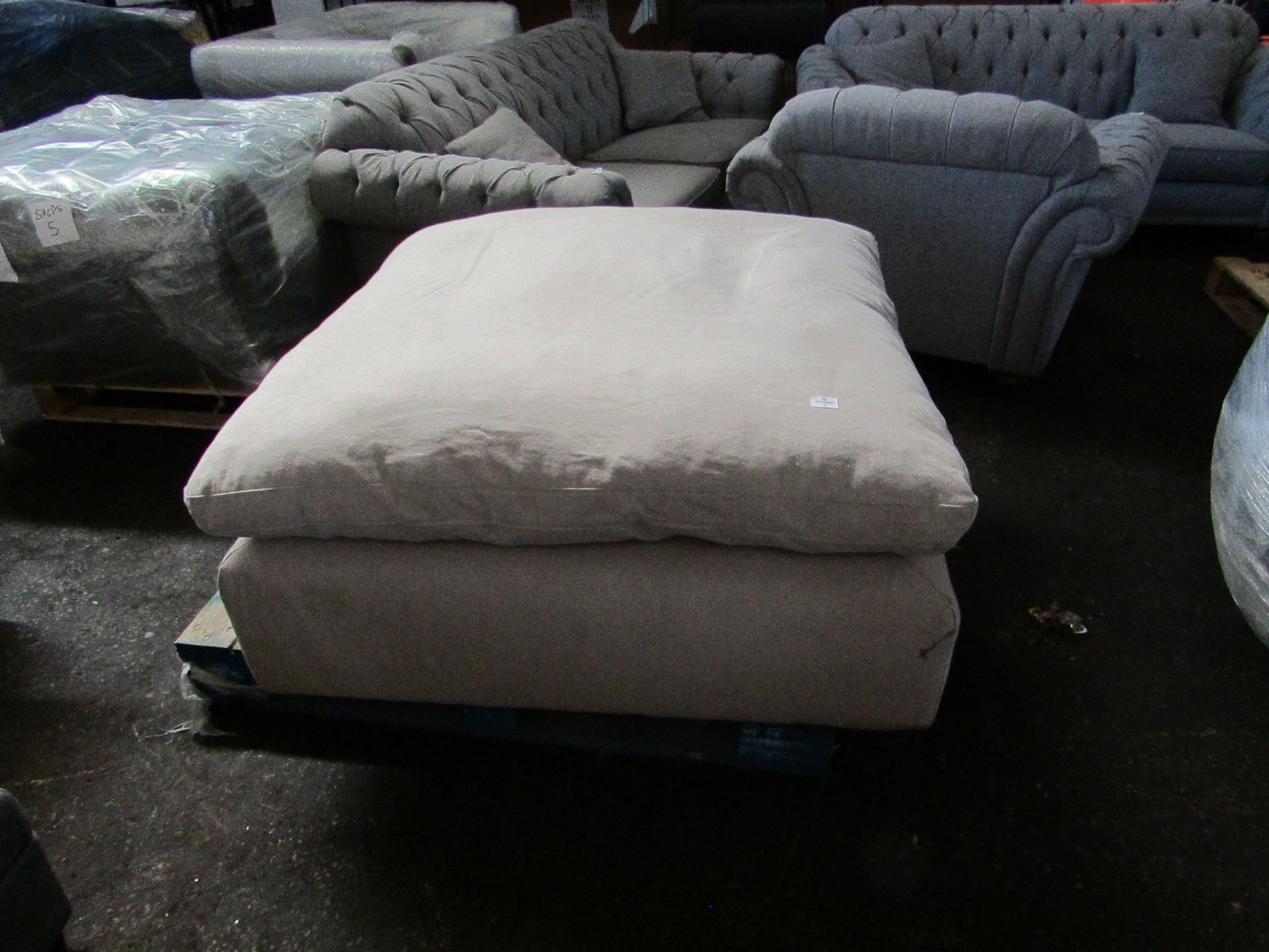 1 x Made.com Samona Pillowtop Footstool Natural Cotton & Linen Mix RRP £475