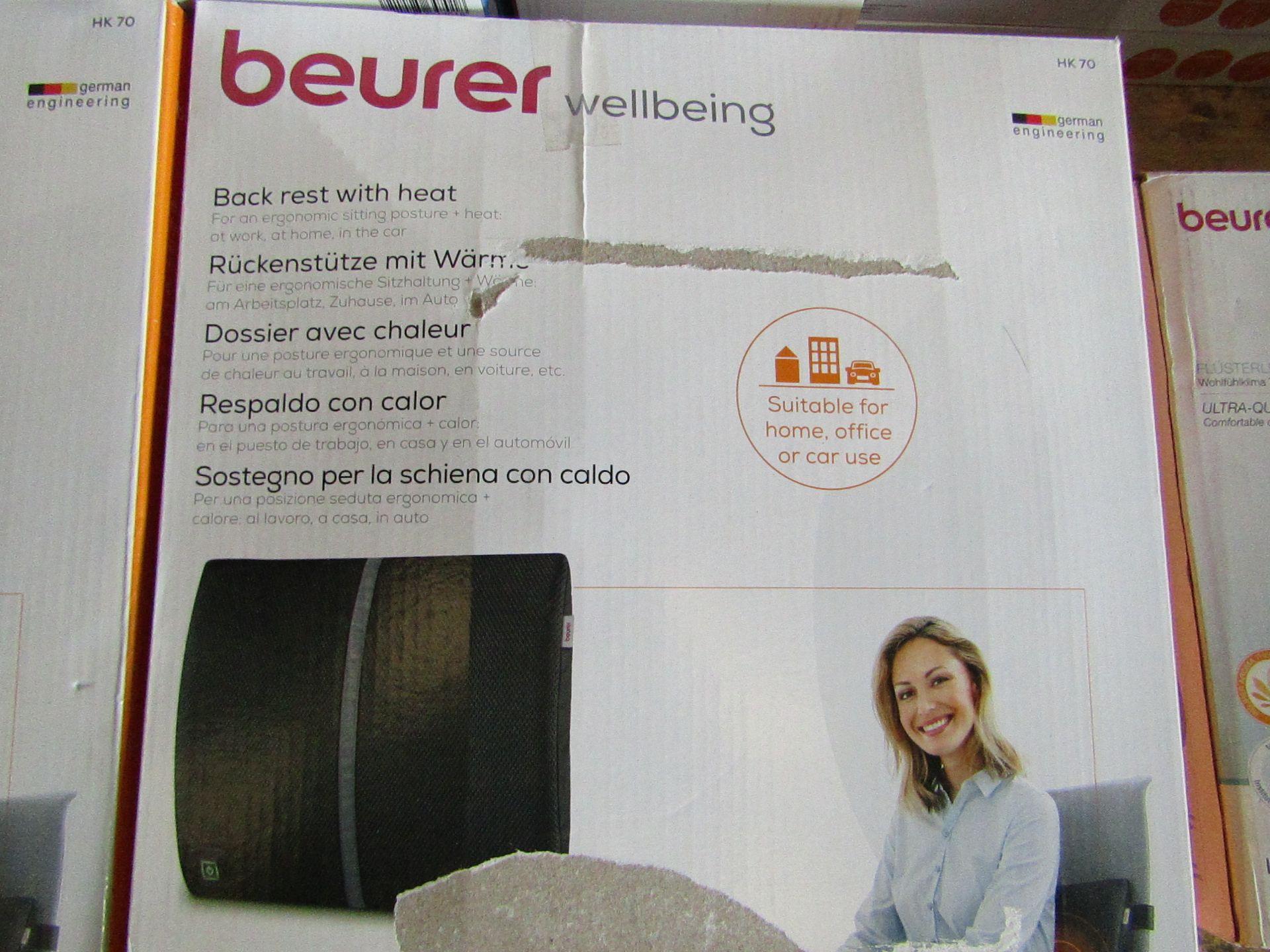 Beurer - Heated Back Rest - Improves Ergonomic Sitting Posture - Black - Good Condition & Boxed. RRP