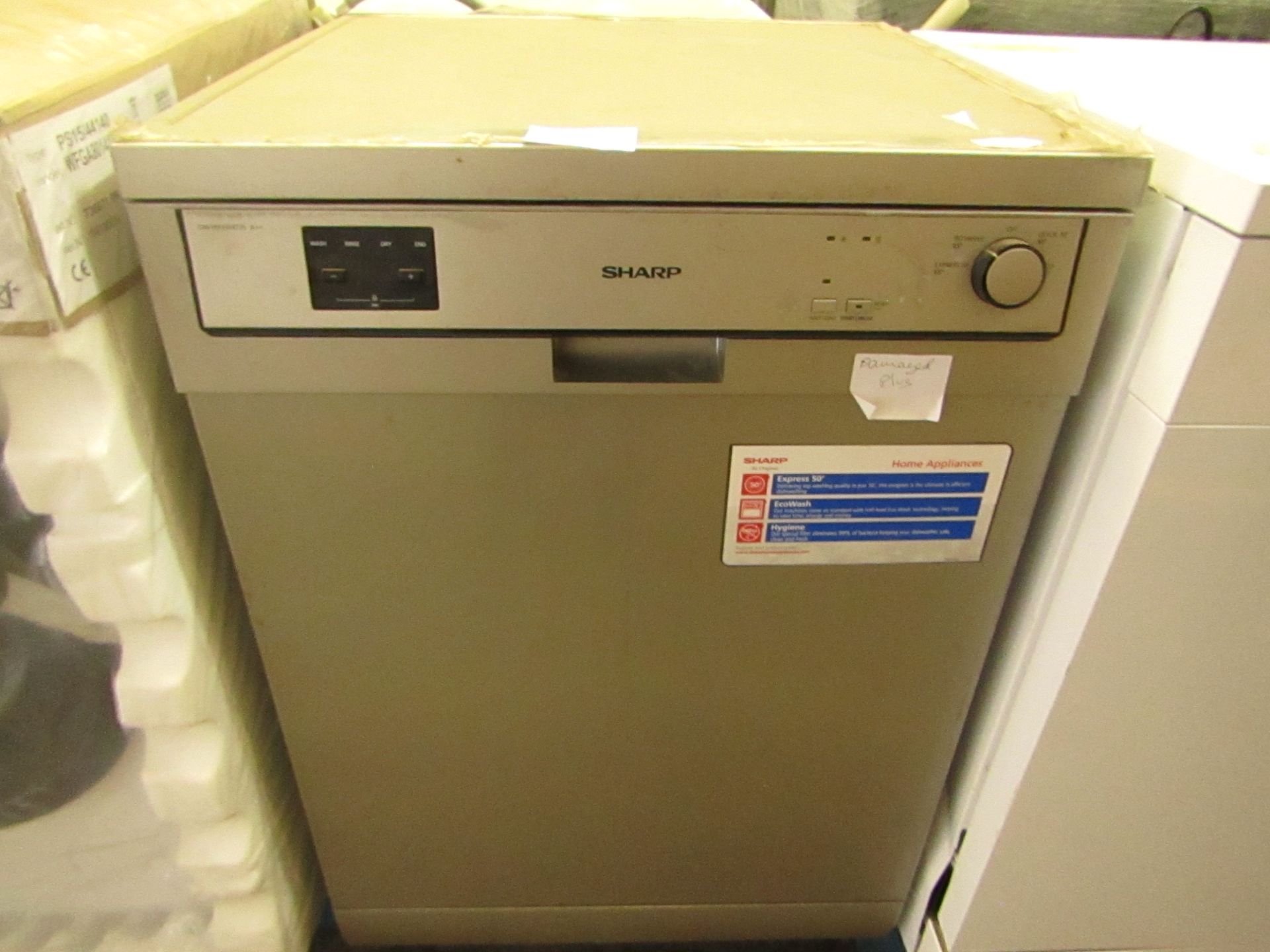 Sharp - Dishwasher - Grey ( QW-HX13F472S ) - Unable To Test Due To Damaged Plug, May Need A Clean.
