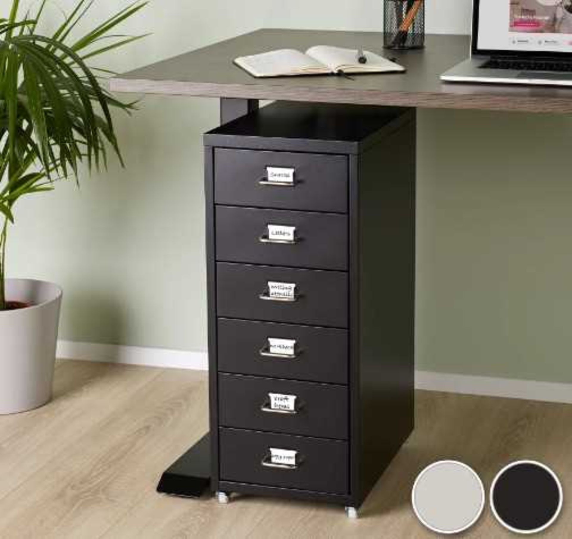 VAT Tectake - Filing Cabinet on Casters - Metal Black - Unchecked & Boxed. RRP œ75.99 - Image 2 of 2