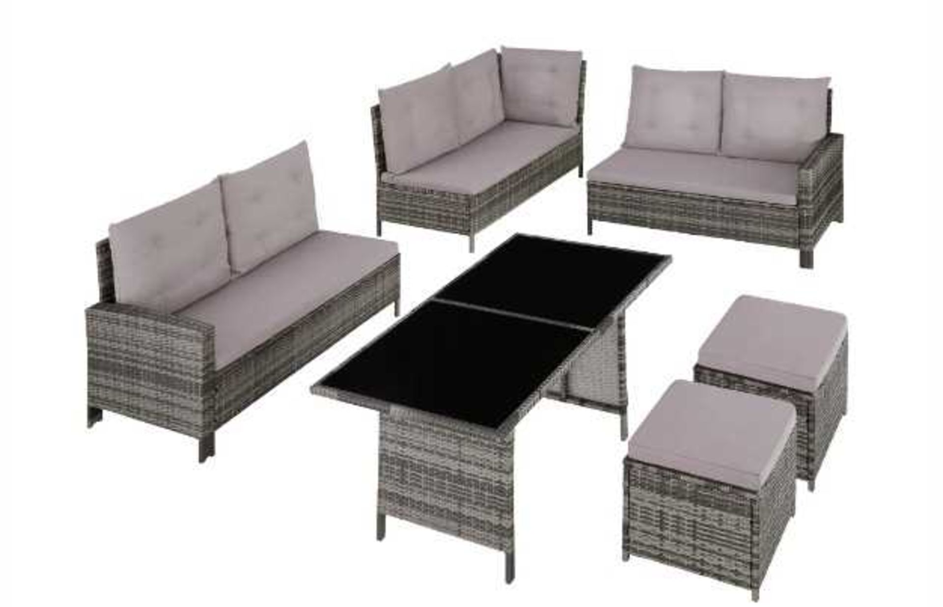 VAT Tectake - Barletta Rattan Garden Furniture Set Grey - Unchecked & Boxed. RRP œ899.00