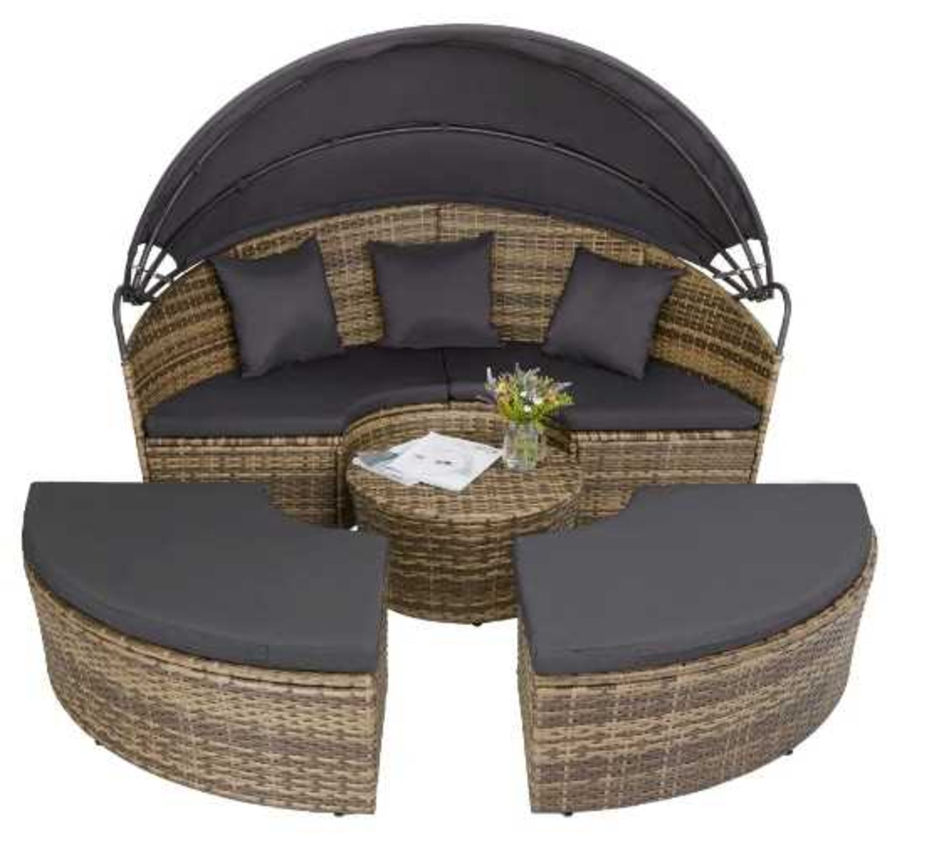 VAT Tectake - Santorini Rattan Sun Lounger Island Nature - Unchecked & Boxed. RRP œ573.99 - Image 2 of 2