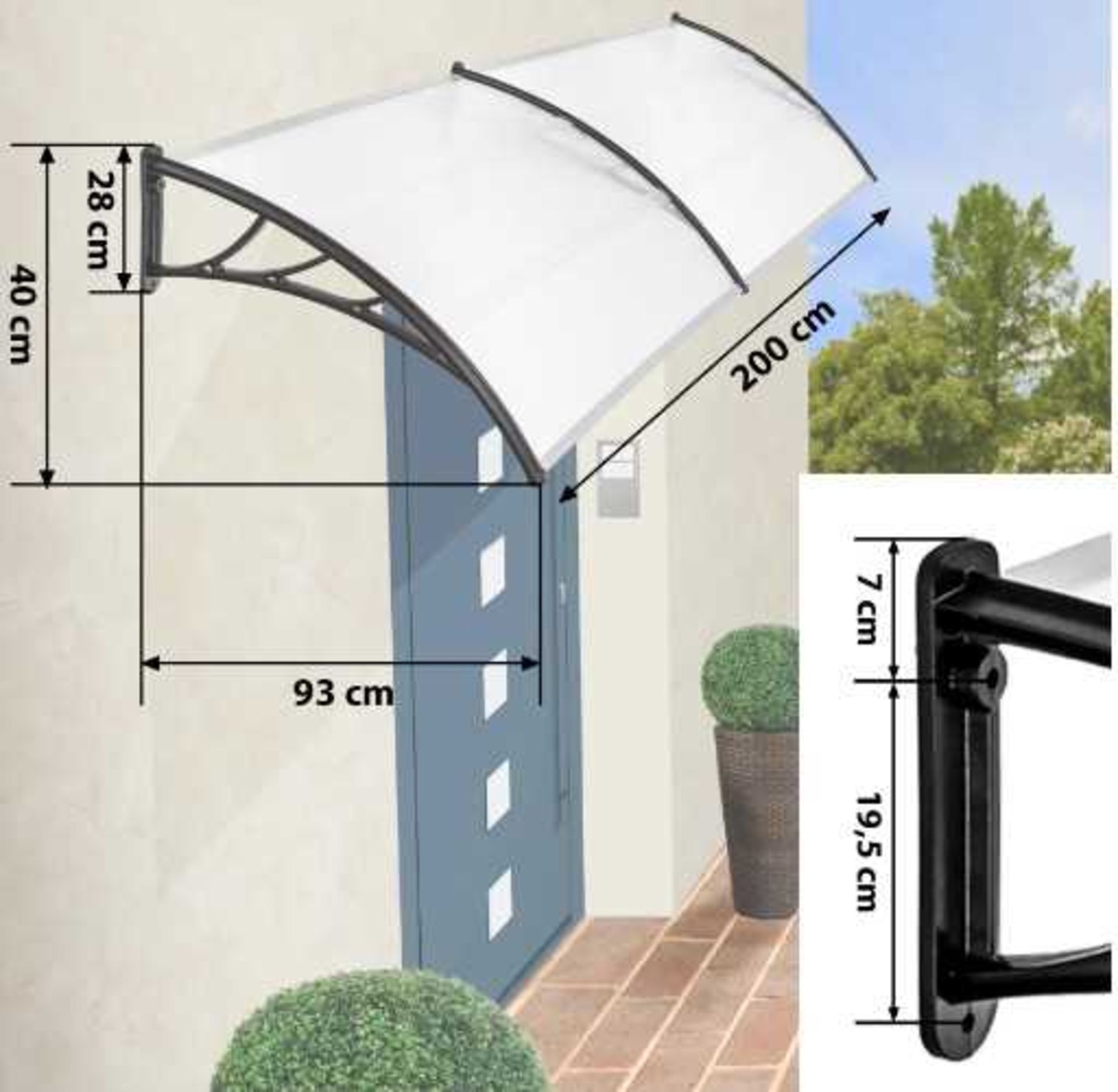 VAT Tectake - Canopy Transparent 200cm - Unchecked & Boxed. RRP œ84.99 - Image 2 of 2