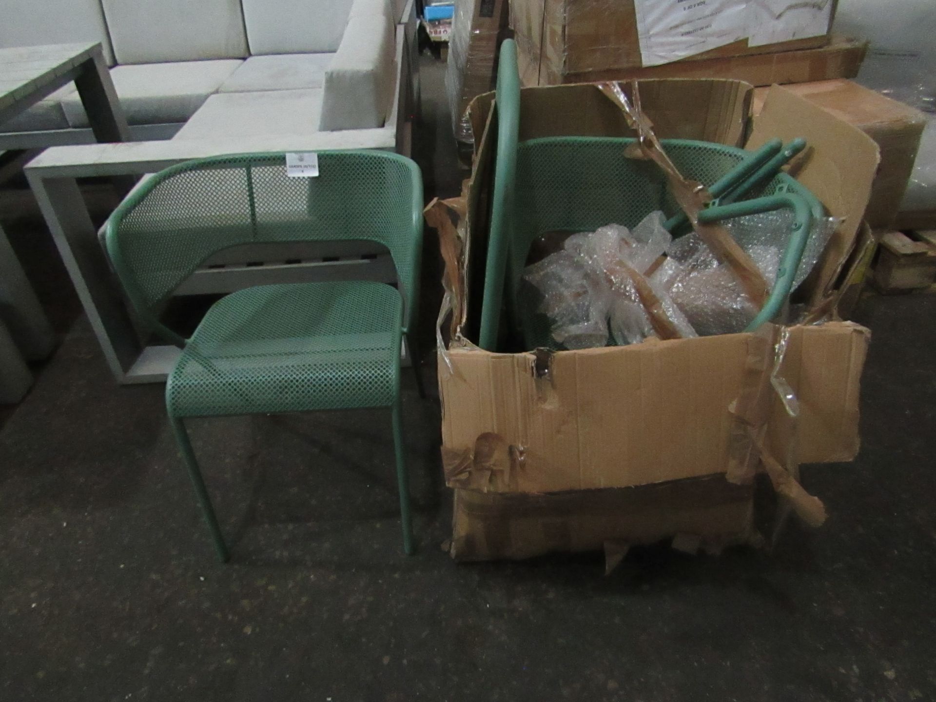 VAT 1x Set of 2 Cox & Cox Outdoor Chairs - Green - Good Condition & Boxed