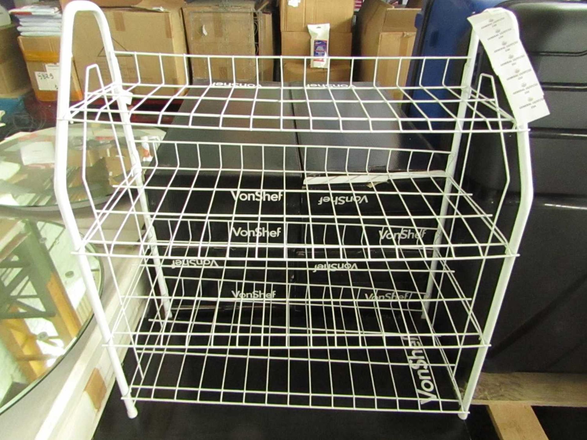 VonShef - White 4-Tier Shoe Rack - Good Condition & Boxed.