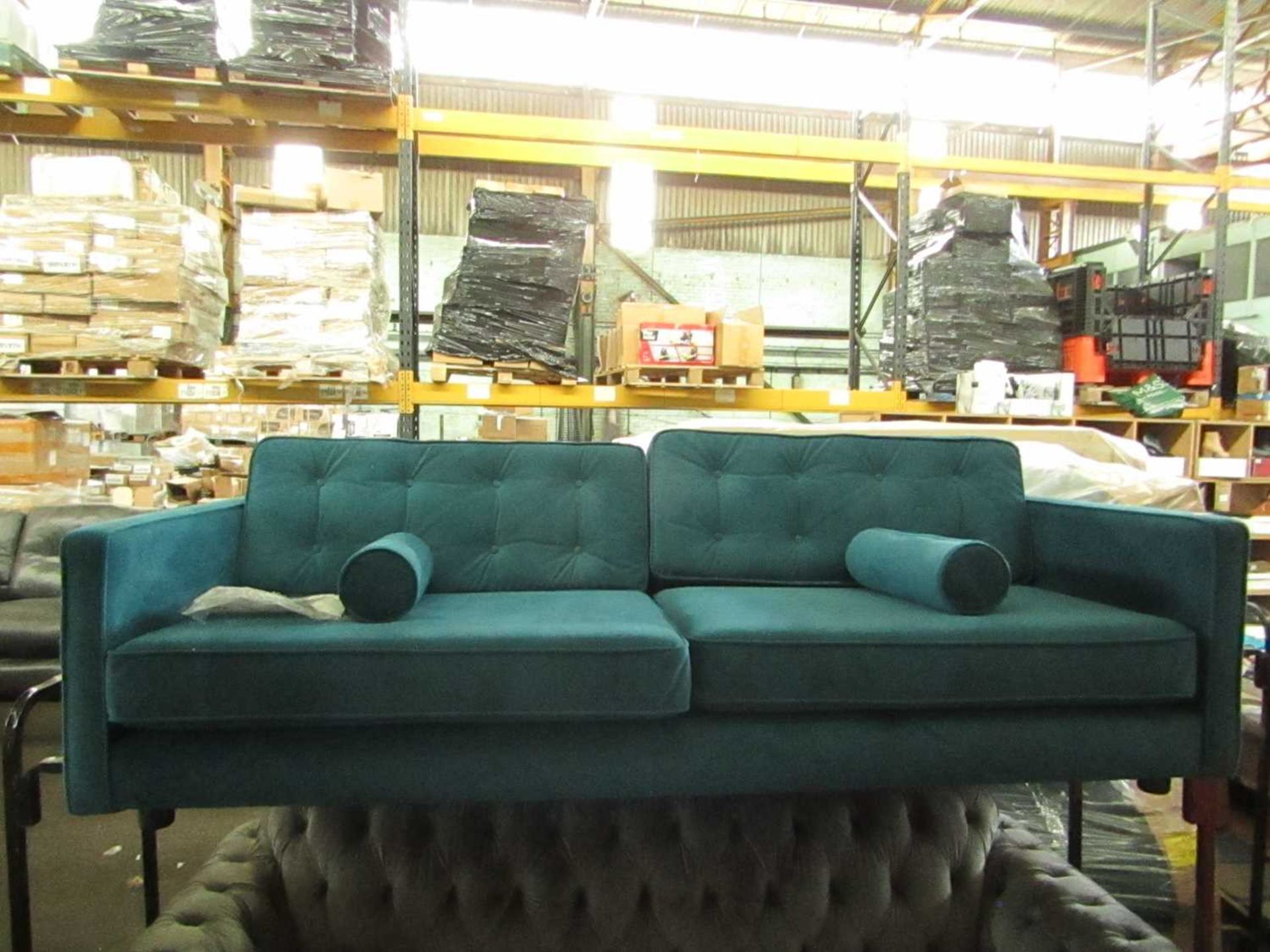 VAT Swoon Porto 3 seater sofa in easy velvet, the sofa back support is broken and the fabric has