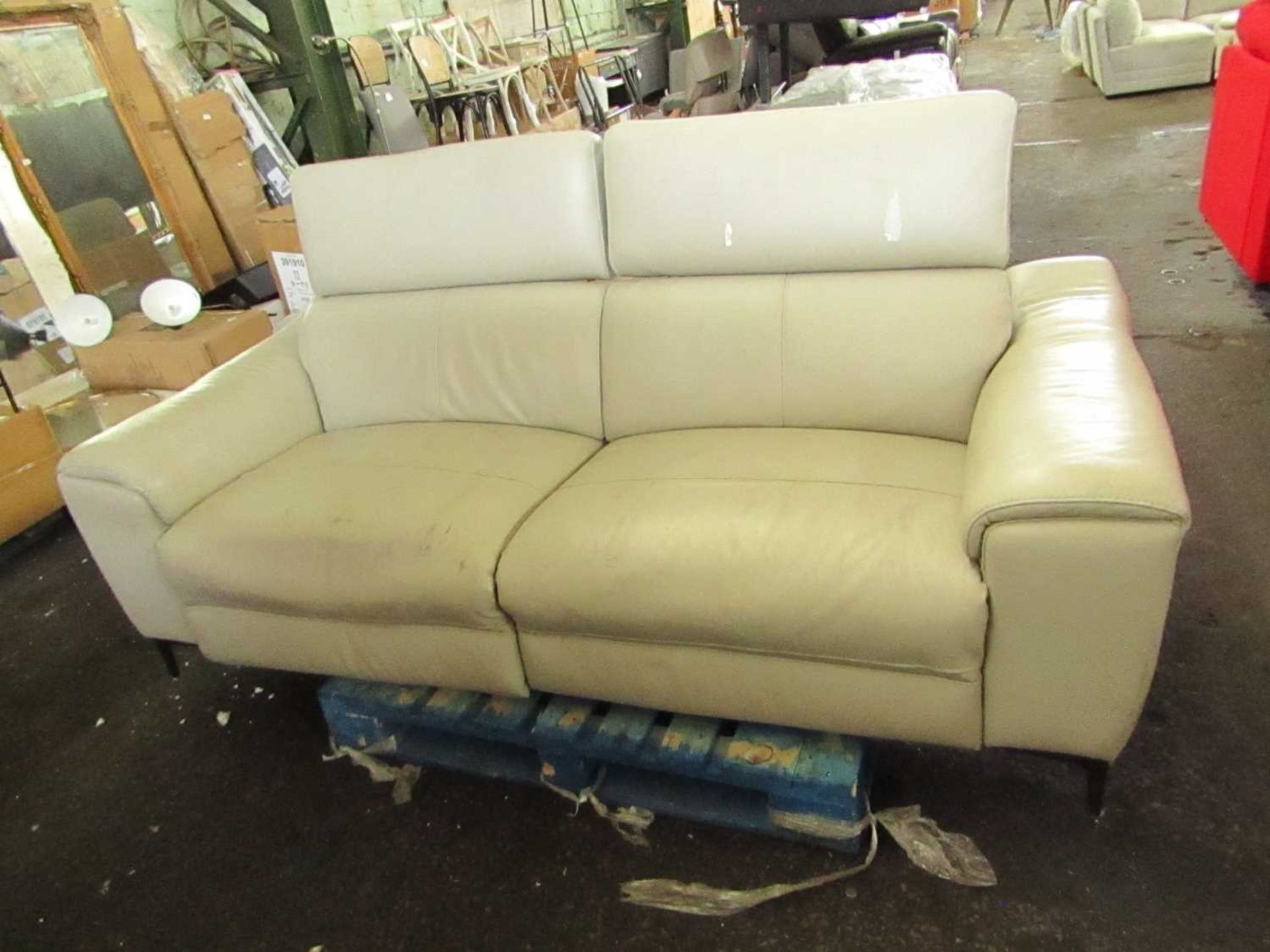 VAT Dark Cream Leather Electric Power Recliner With Power Headrests - Tested Working However Needs a