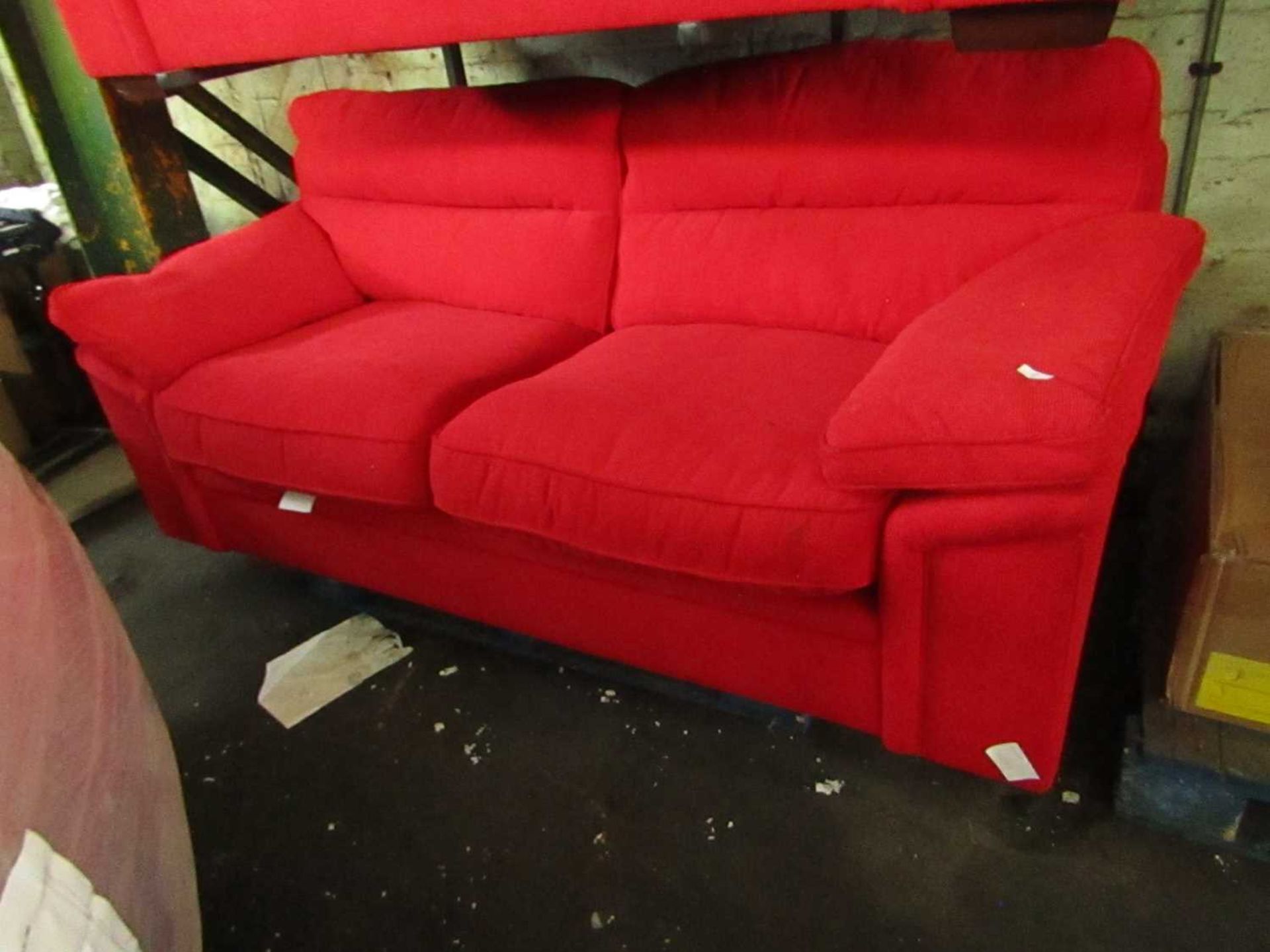 red 3 seater Fabric sofa, Used
