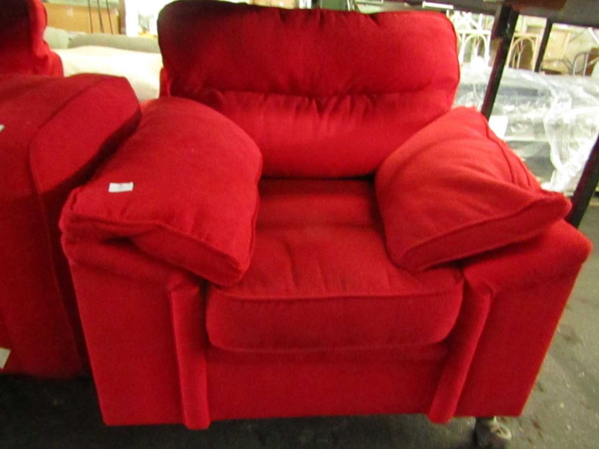 Red Fabric Armchair, Used