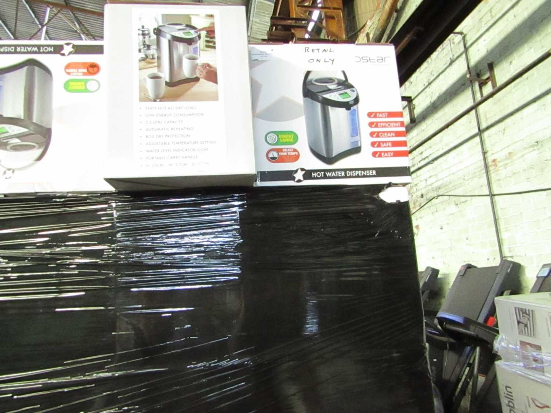 VAT Pallet of approx. 79 Scotts of Stow customer 3.5ltr one touch hot water dispensers with a RRP £
