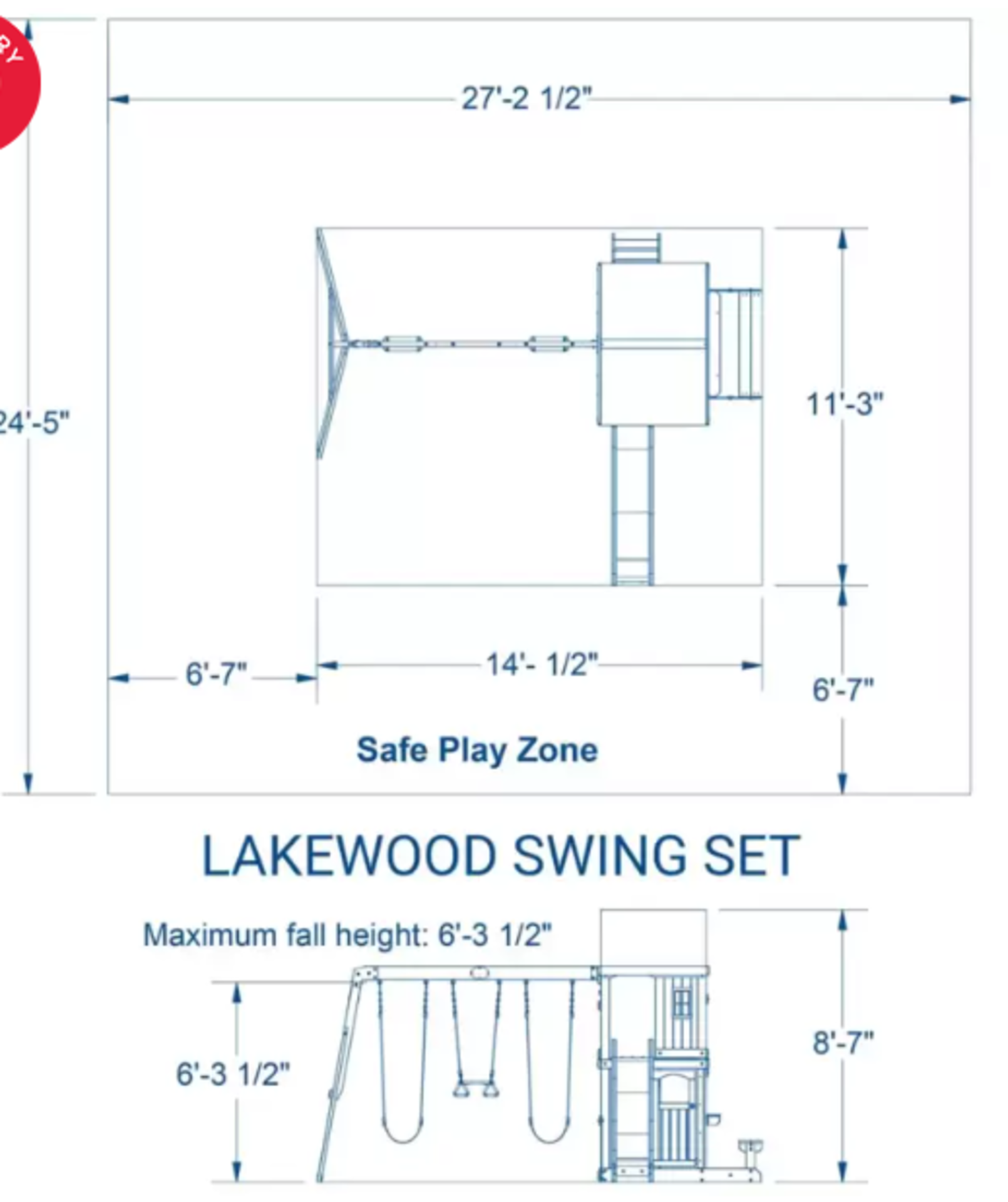 Backyard Discovery Lakewood Swing Set Playcentre (2-10 Years) - Please Note This Item Is Unassembled - Image 2 of 3