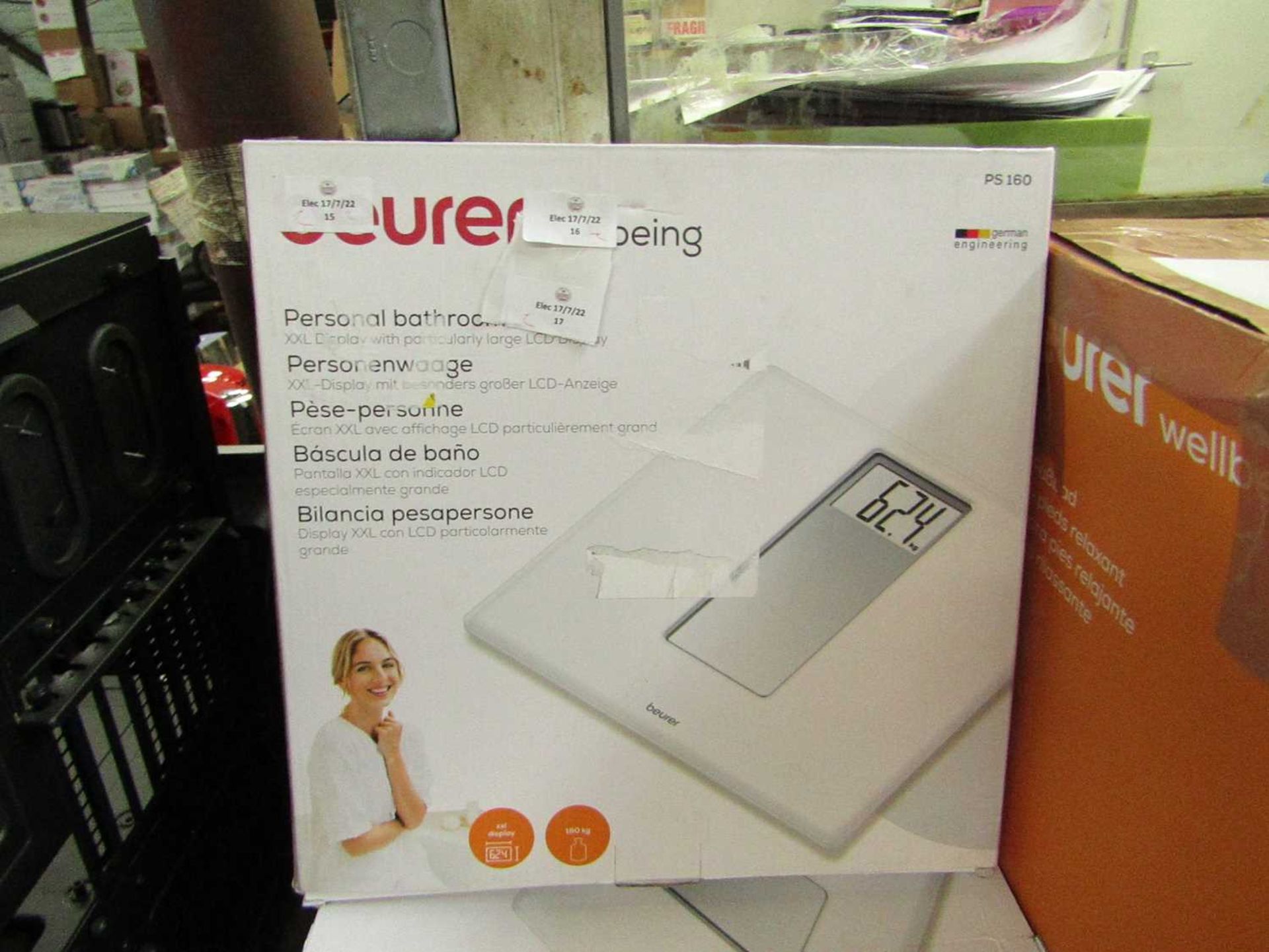 2x Beurer Wellbeing Personal Bathroom Scales PS160 - This item is graded B - RRP £25 - Lot RRP £50