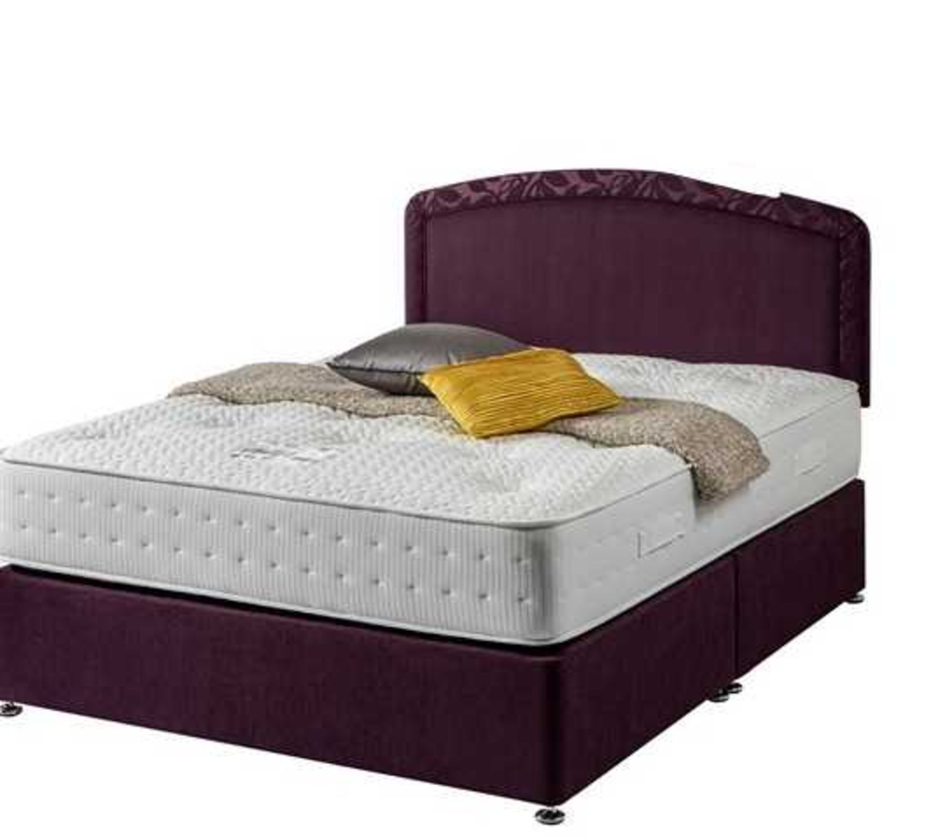 | 1X | SLEEPRIGHT LORENZA DIVAN BED BASE 4FT6 DOUBLE AUBERGINE NO MATTRESS | LOOKS TO BE IN GOOD