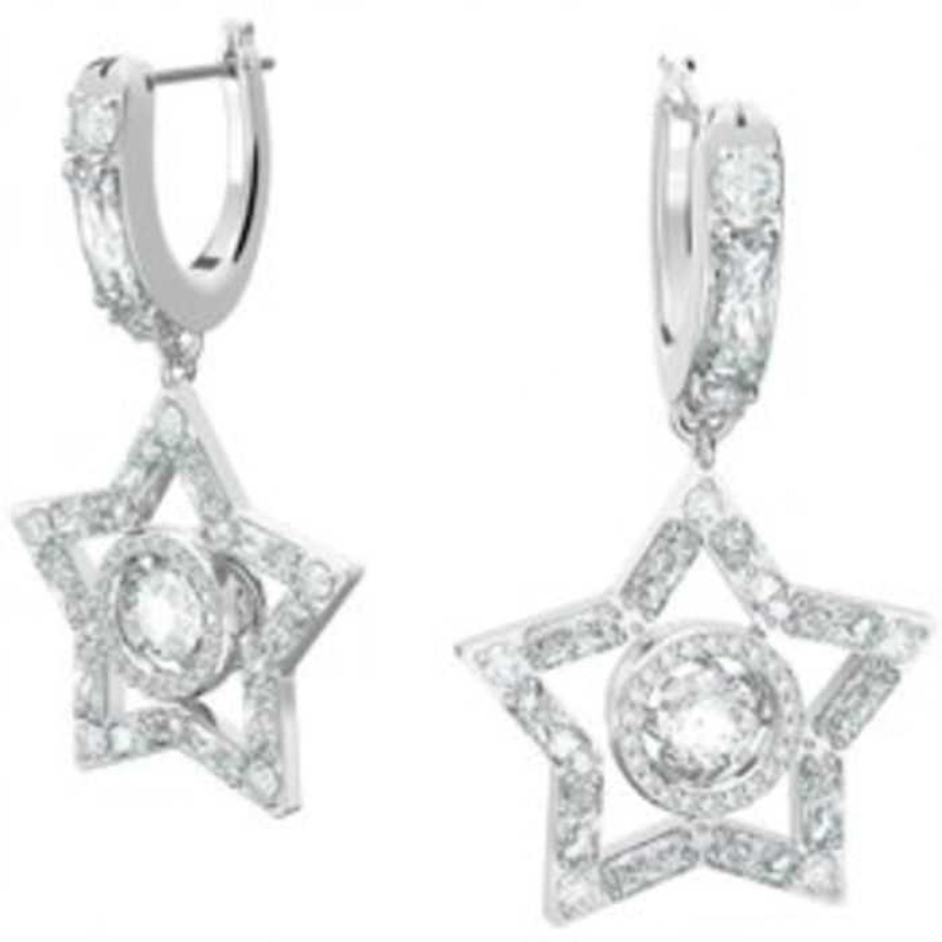Swarovski silver coloured Stella Star Cubic Zirconia Drop Earrings.