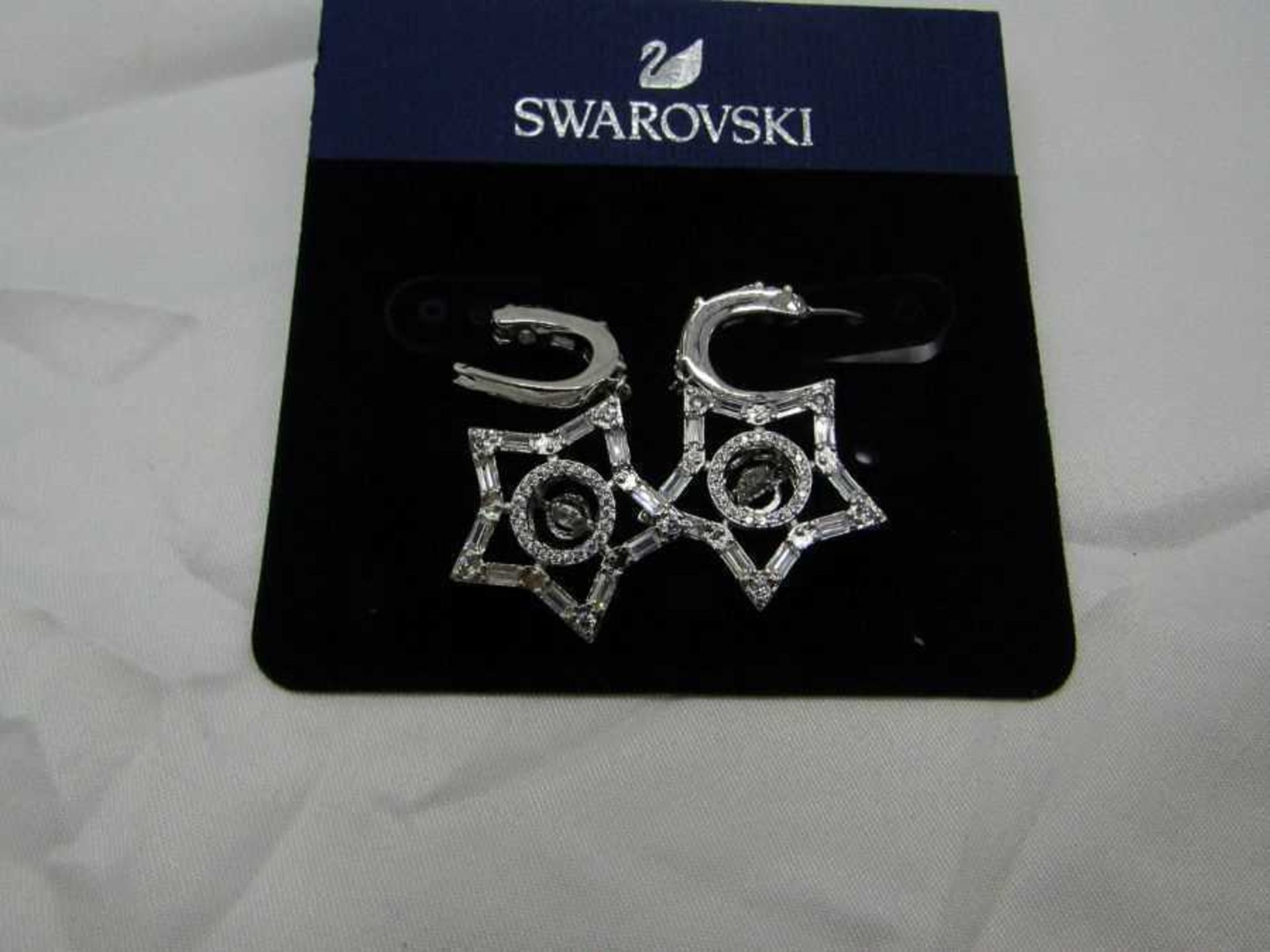 Swarovski silver coloured Stella Star Cubic Zirconia Drop Earrings. - Image 2 of 3