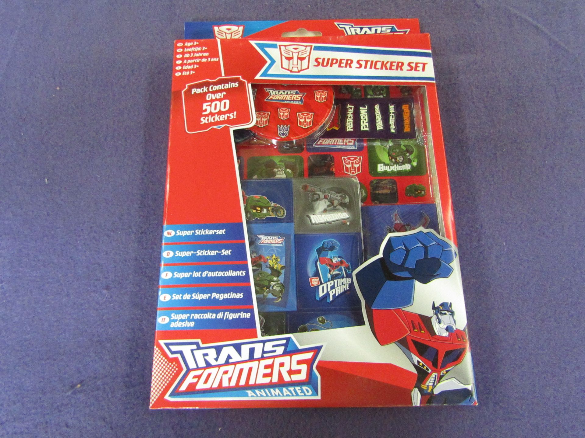 6x Transformers Animated - Super Sticker Set ( Contains Over 500 Stickers Per Box ) - New & Boxed.