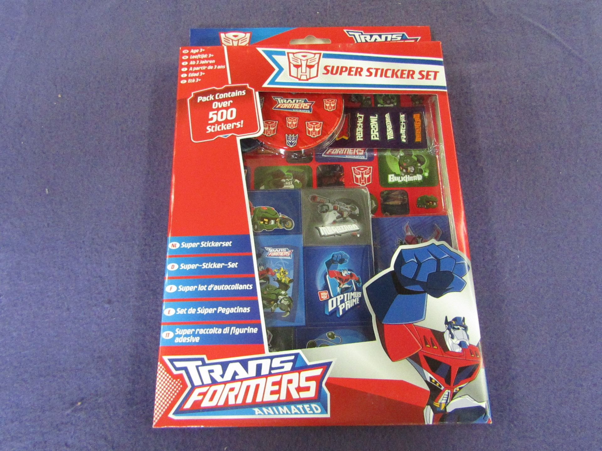 6x Transformers Animated - Super Sticker Set ( Contains Over 500 Stickers Per Box ) - New & Boxed.