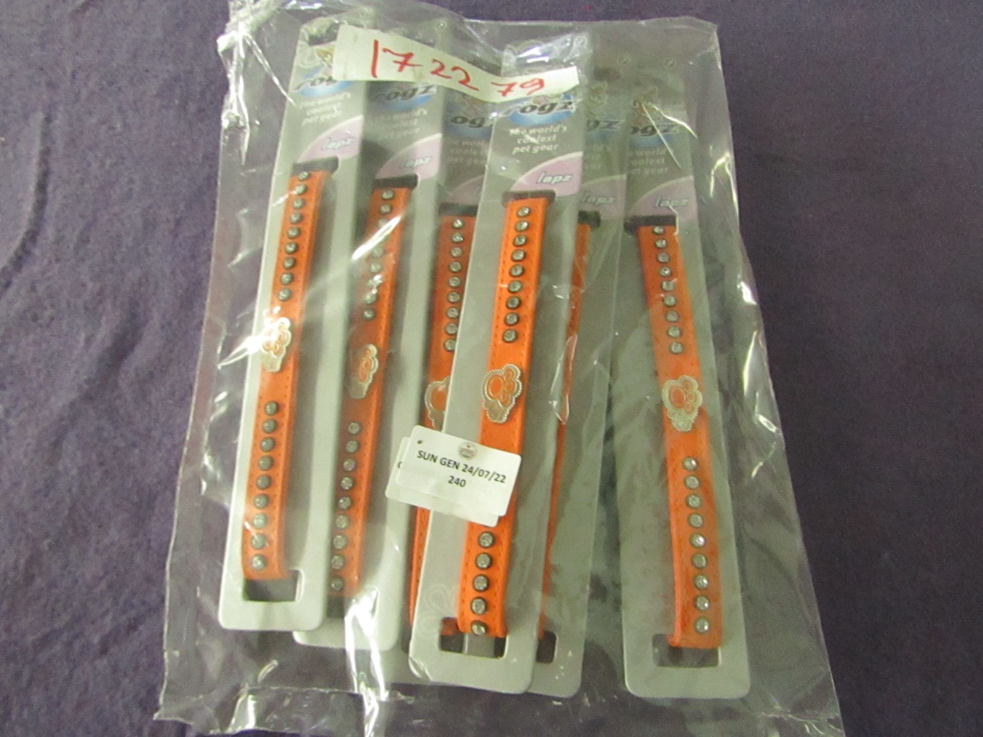 6x Rogz - Orange Dog Collars - Size Medium 28-36cm - Unused & Packaged.