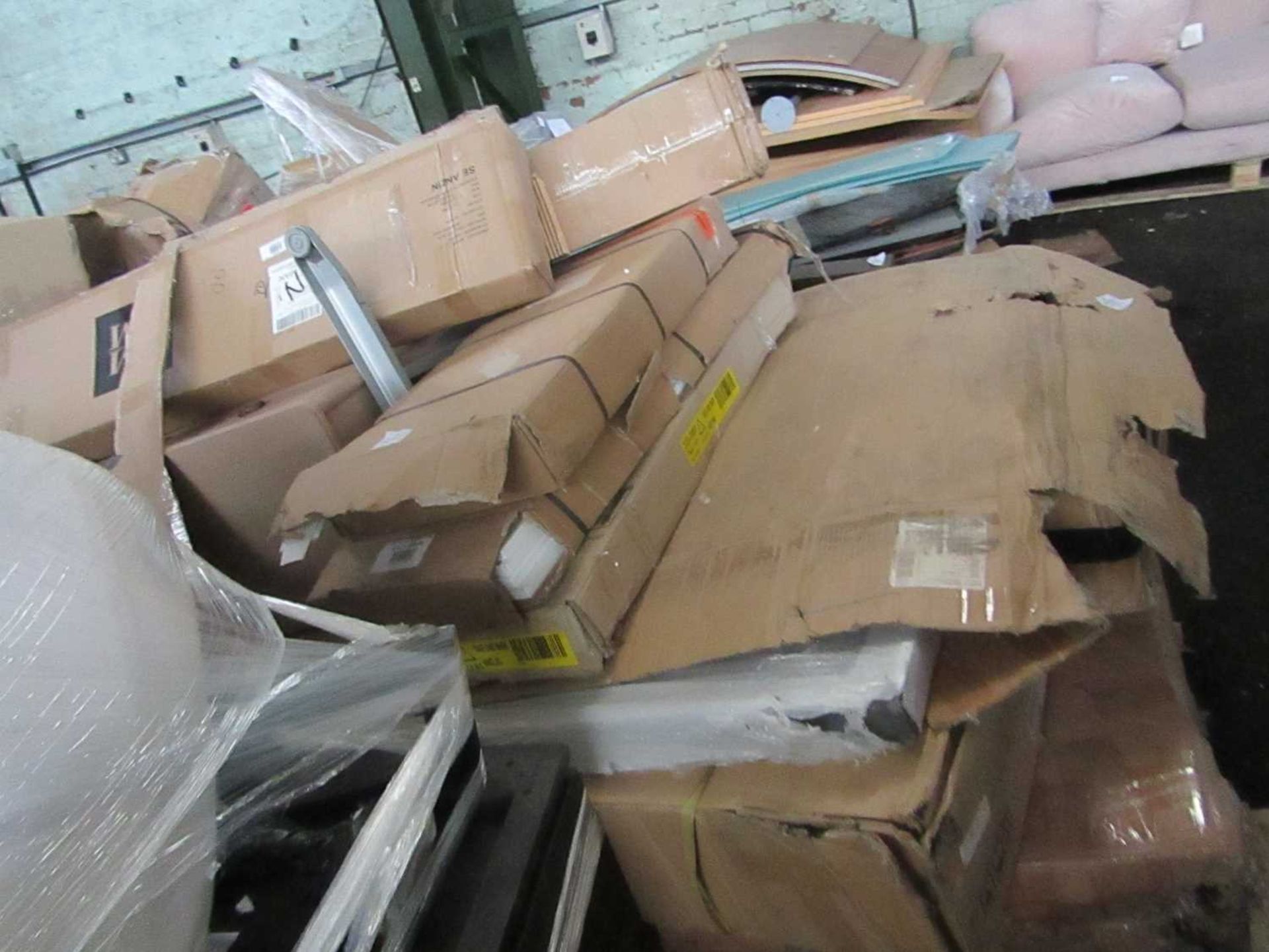 VAT PALLET OF FAULTY/MISSING PARTS MIXED FURNITURE. ALL UNCHECKED