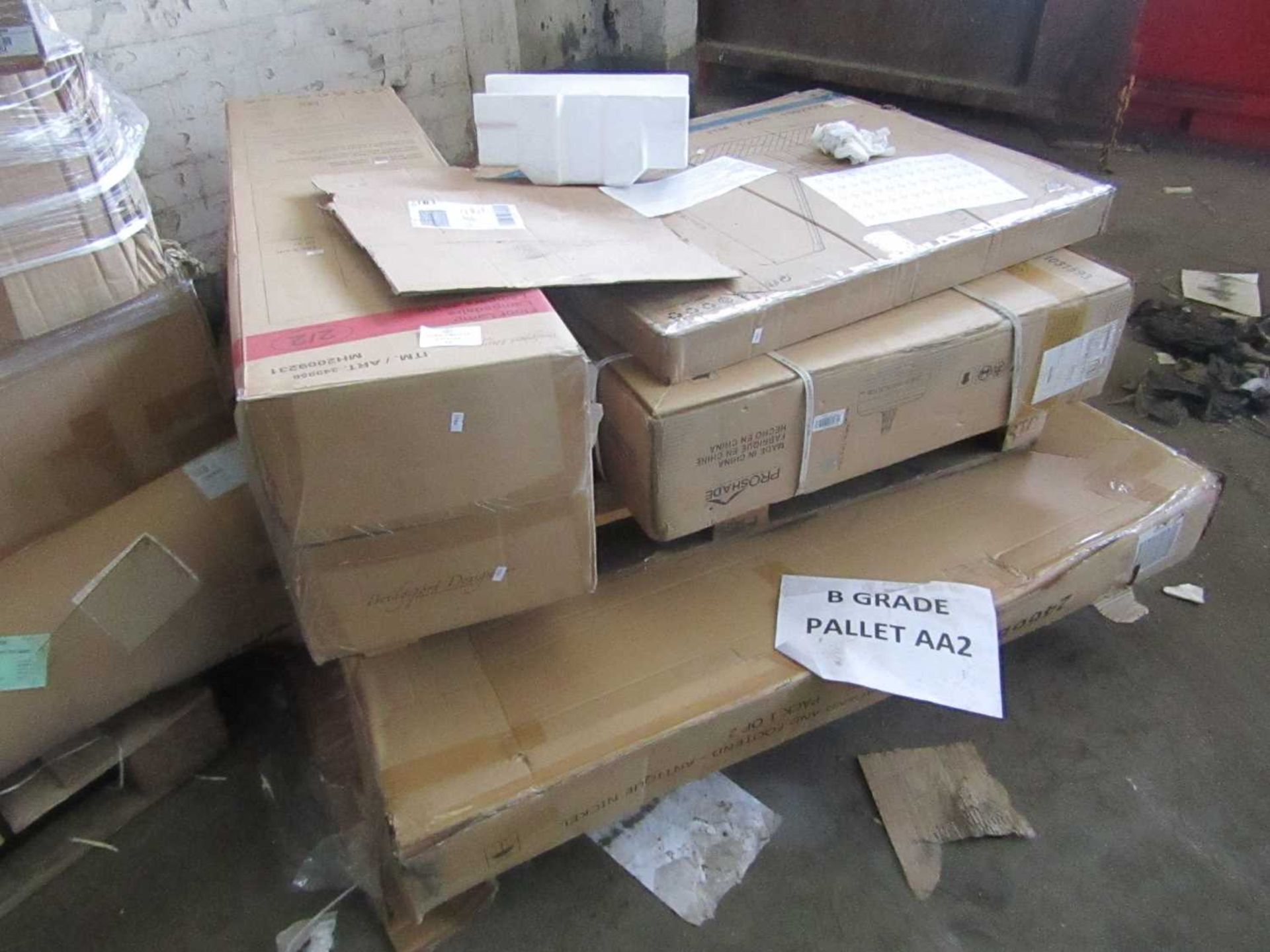 VAT PALLET OF VARIOUS FURNITURE PARTS. ALL UNCHECKED