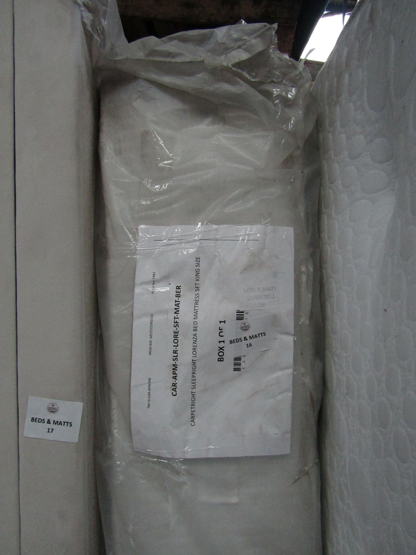 | 1X | SLEEPRIGHT LORENZA BED MATTRESS 5FT KING SIZE | GOOD CONDITION & PACKAGED | RRP £599 | - Image 2 of 2