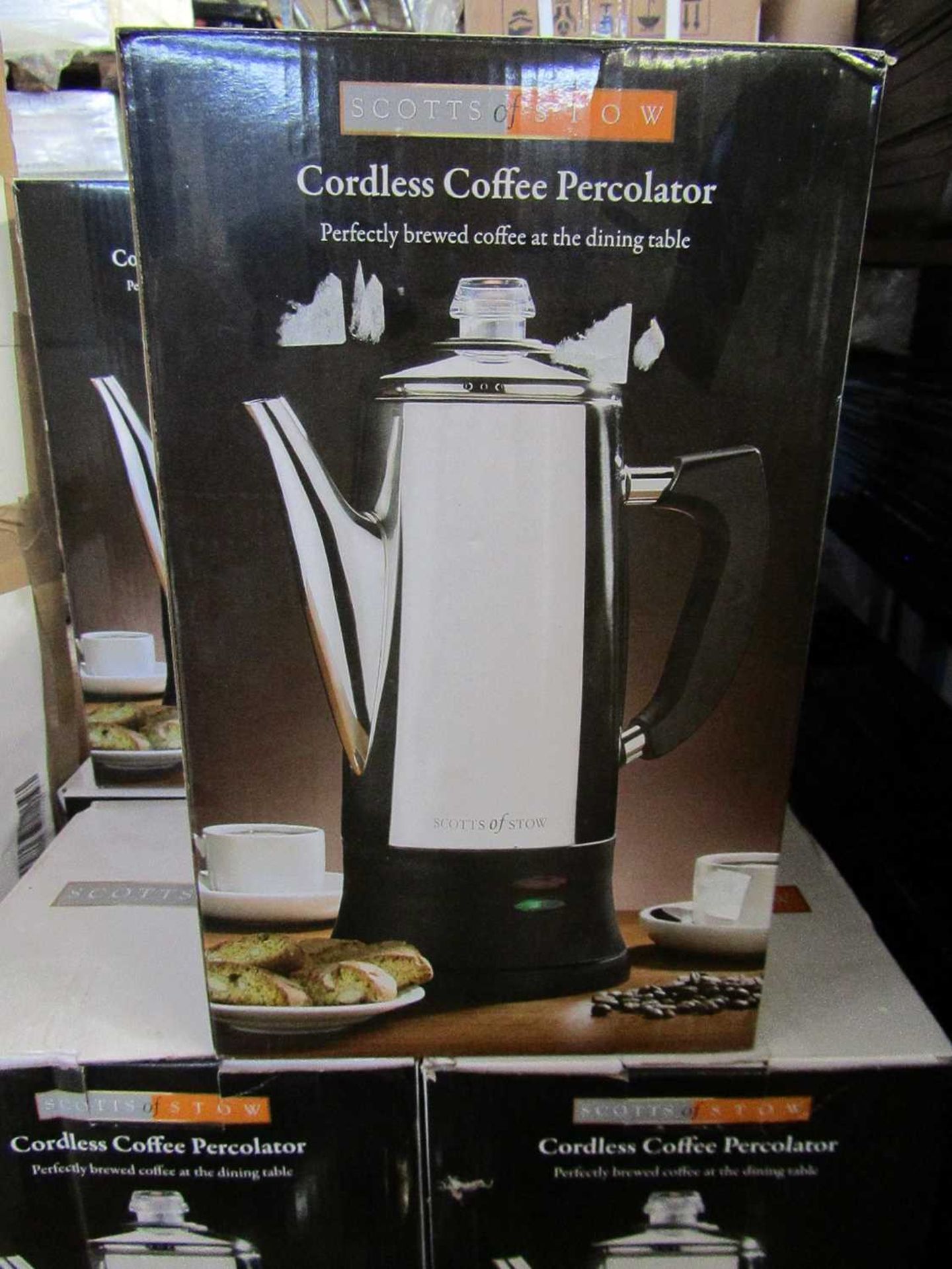 VAT 1 x Scotts of Stow Cordless Electric Coffee Percolator RRP £59.95 SKU SCO-DIR-3142703 TOTAL