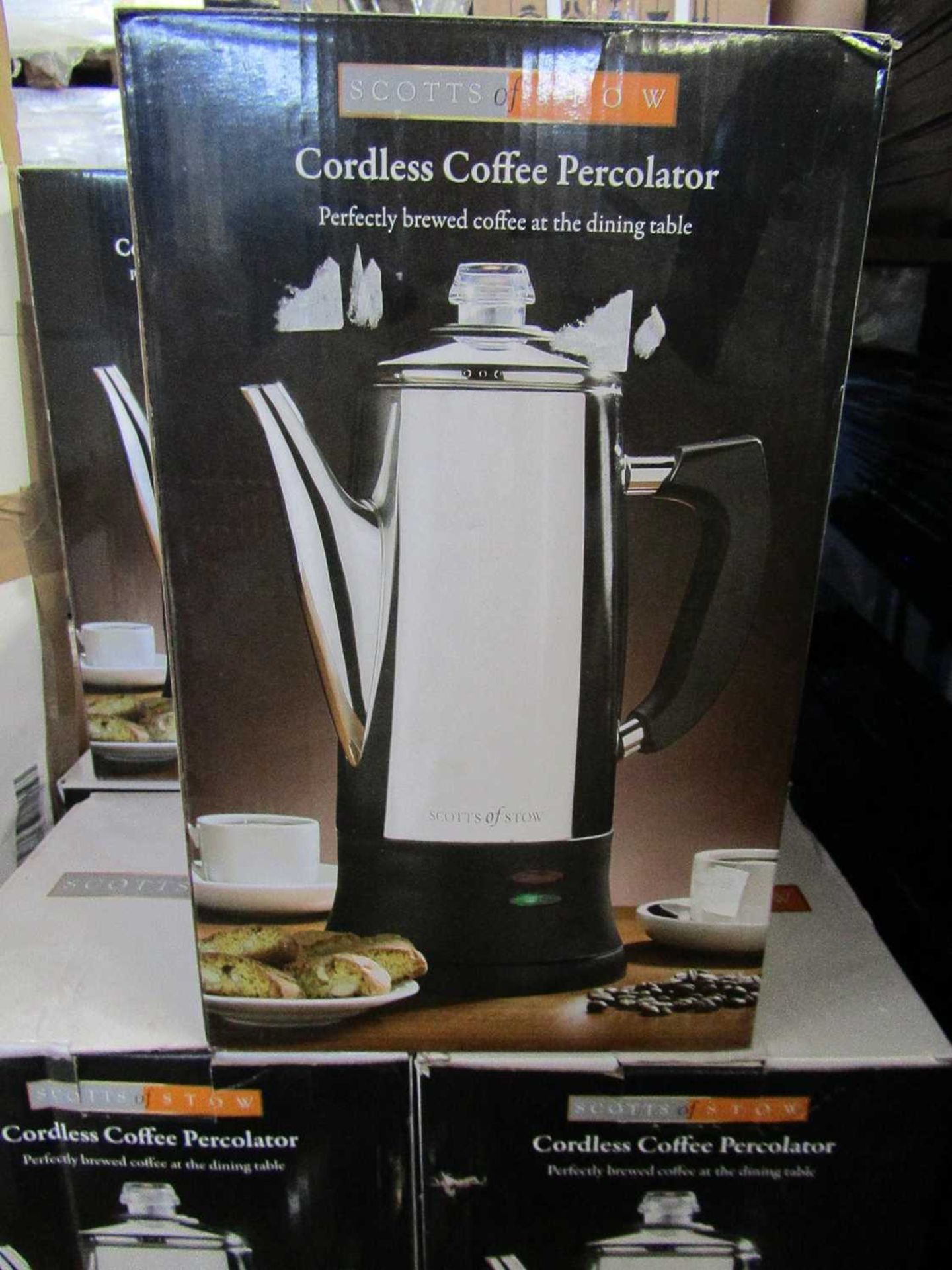 VAT 1 x Scotts of Stow Cordless Electric Coffee Percolator RRP £59.95 SKU SCO-DIR-3142703 TOTAL