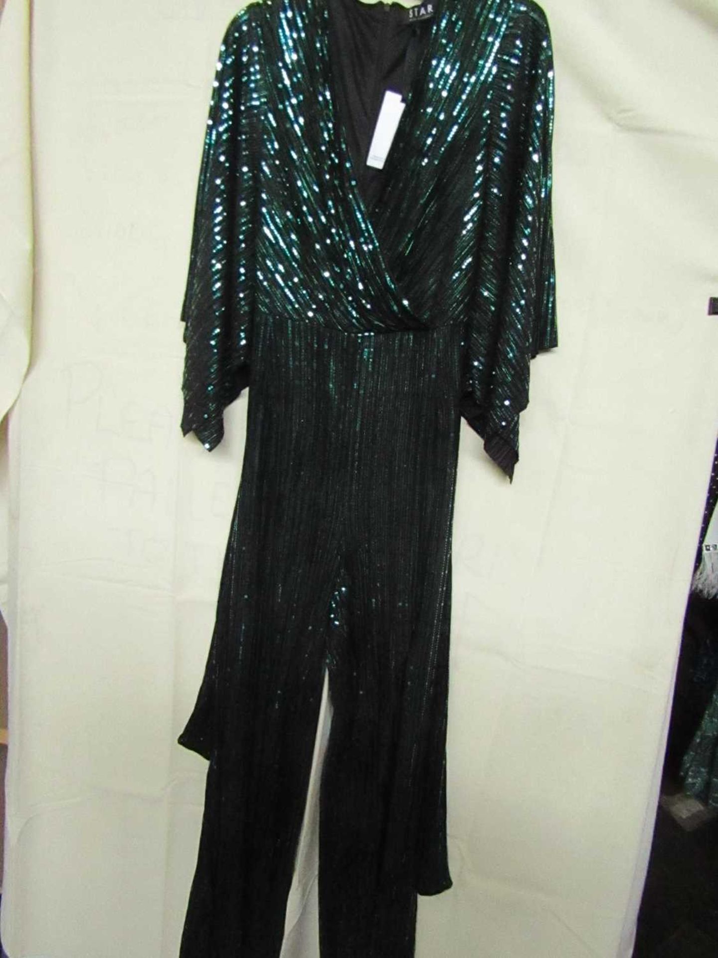 VAT Star By Julien Macdonald Sequinced Jumpsuit Green New With Tags