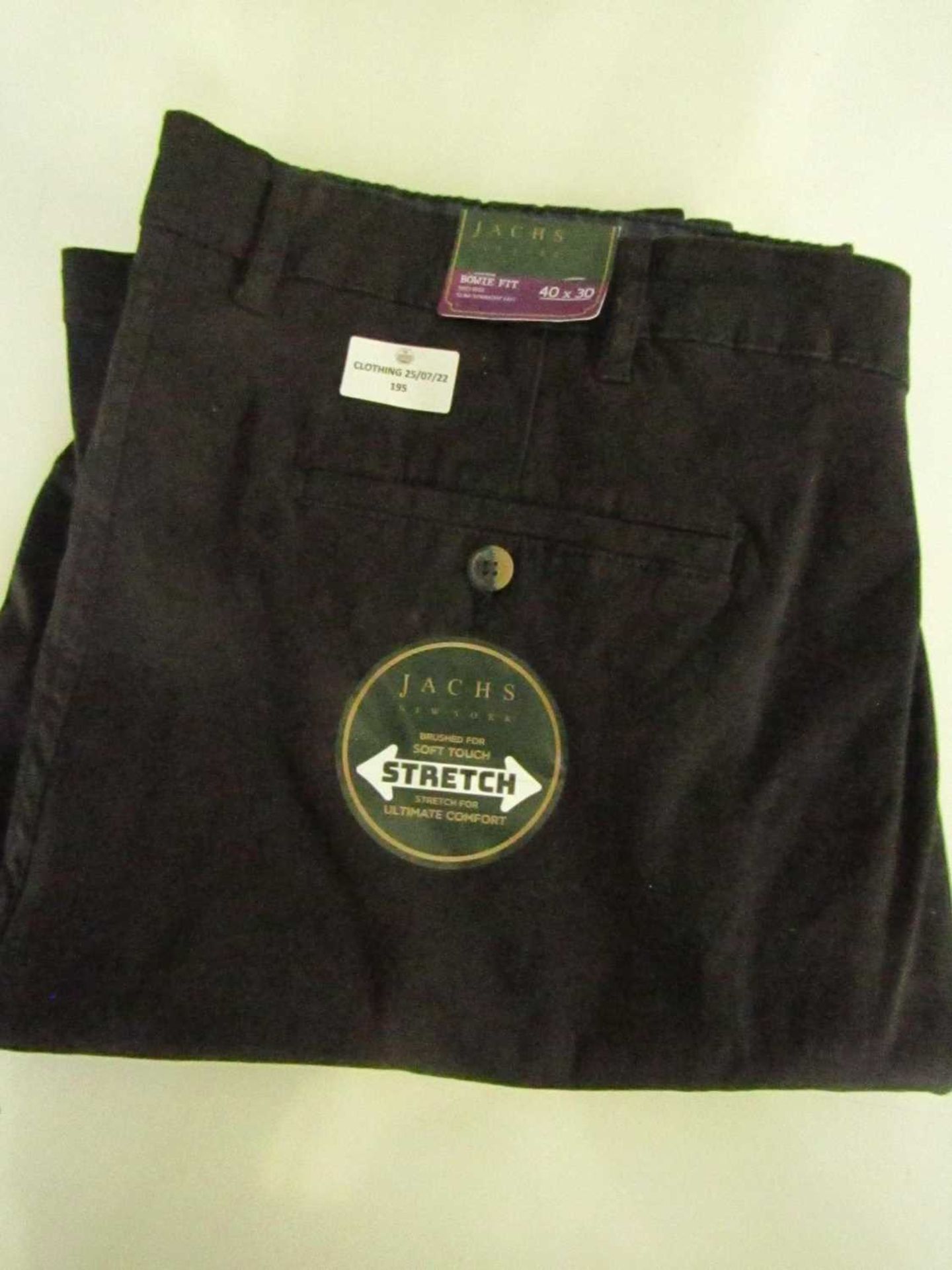 Jachs Bowie Fit Mid-Rise Slim Straight Leg Chinos Black Size W40 L30 New With Tags