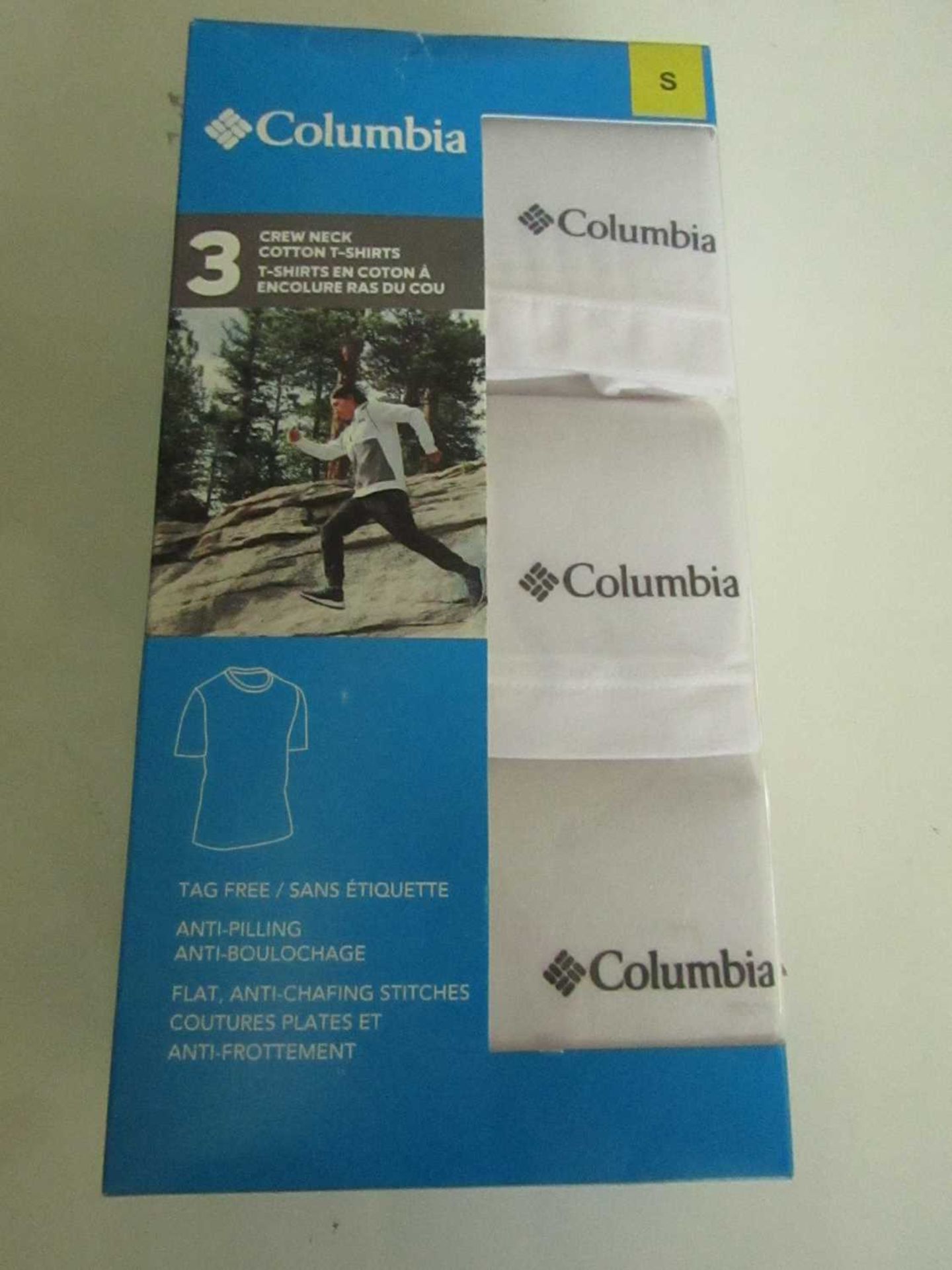 Columbia 3PK Crew Neck T/Shirts White Size S New & Boxed