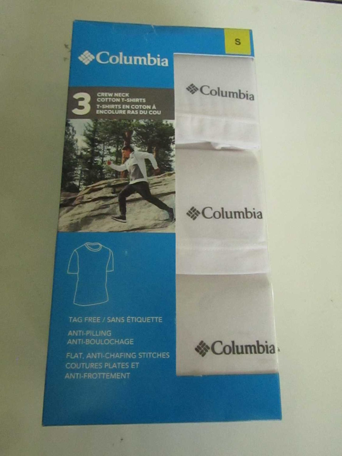 Columbia 3PK Crew Neck T/Shirts White Size S New & Boxed