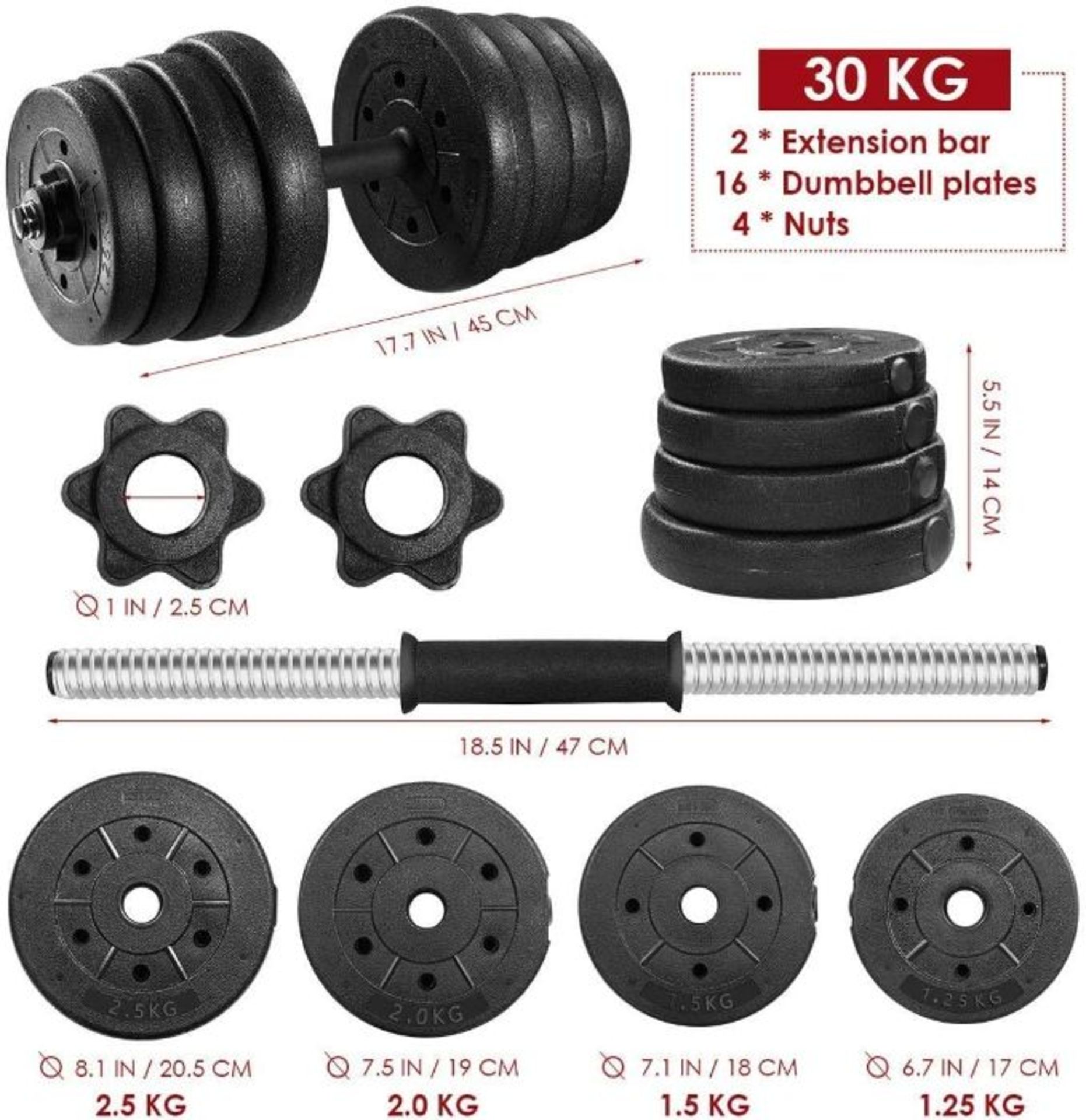 40x Movtotop 30KG adjustable Dumb Bell weight set, new and boxed, we can only find these in - Image 6 of 6