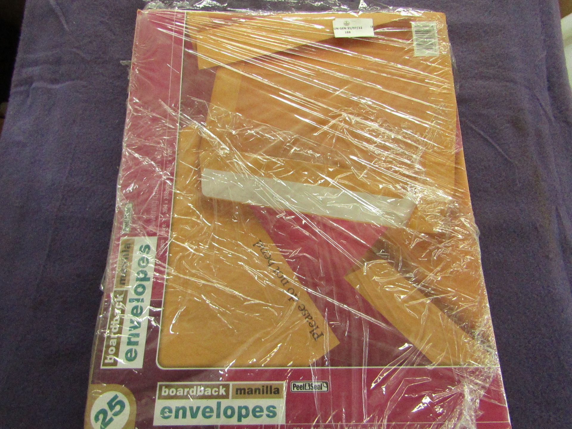 1x Pack of 25 Boardback Malilla Envelopes ( 394x318mm / 15.5" x 12.5" ) - Unused & Packaged.