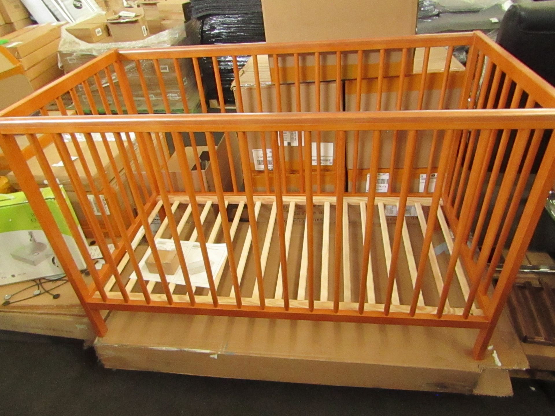 Baby Elegance - KIM Antique Pine Wooden Cot - Good Condition & Assembled & Box Present. RRP £90.
