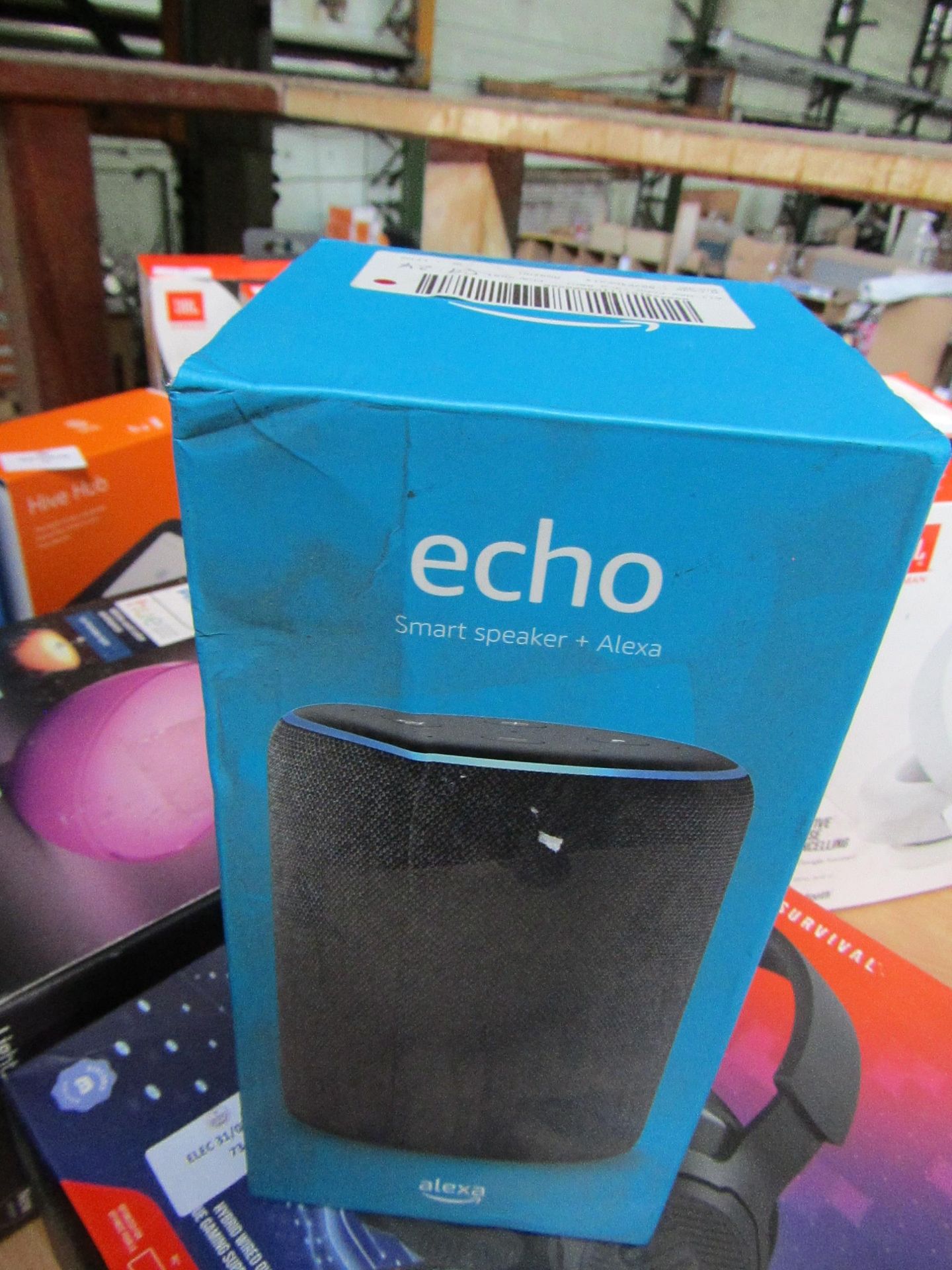 Amazon Echo 3rd gen smart speaker, unchecked in original box